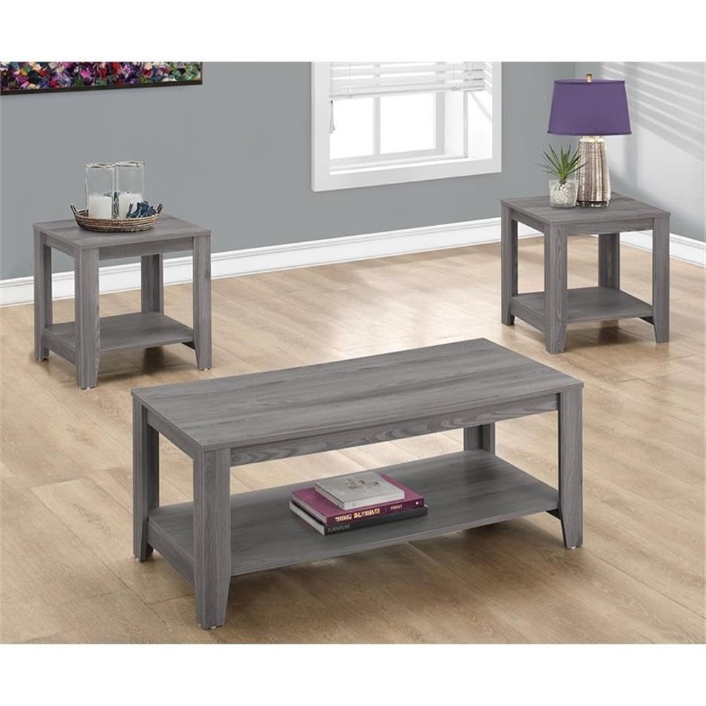 3-Piece Coffee & End Table Set – Gray Sonoma Oak
