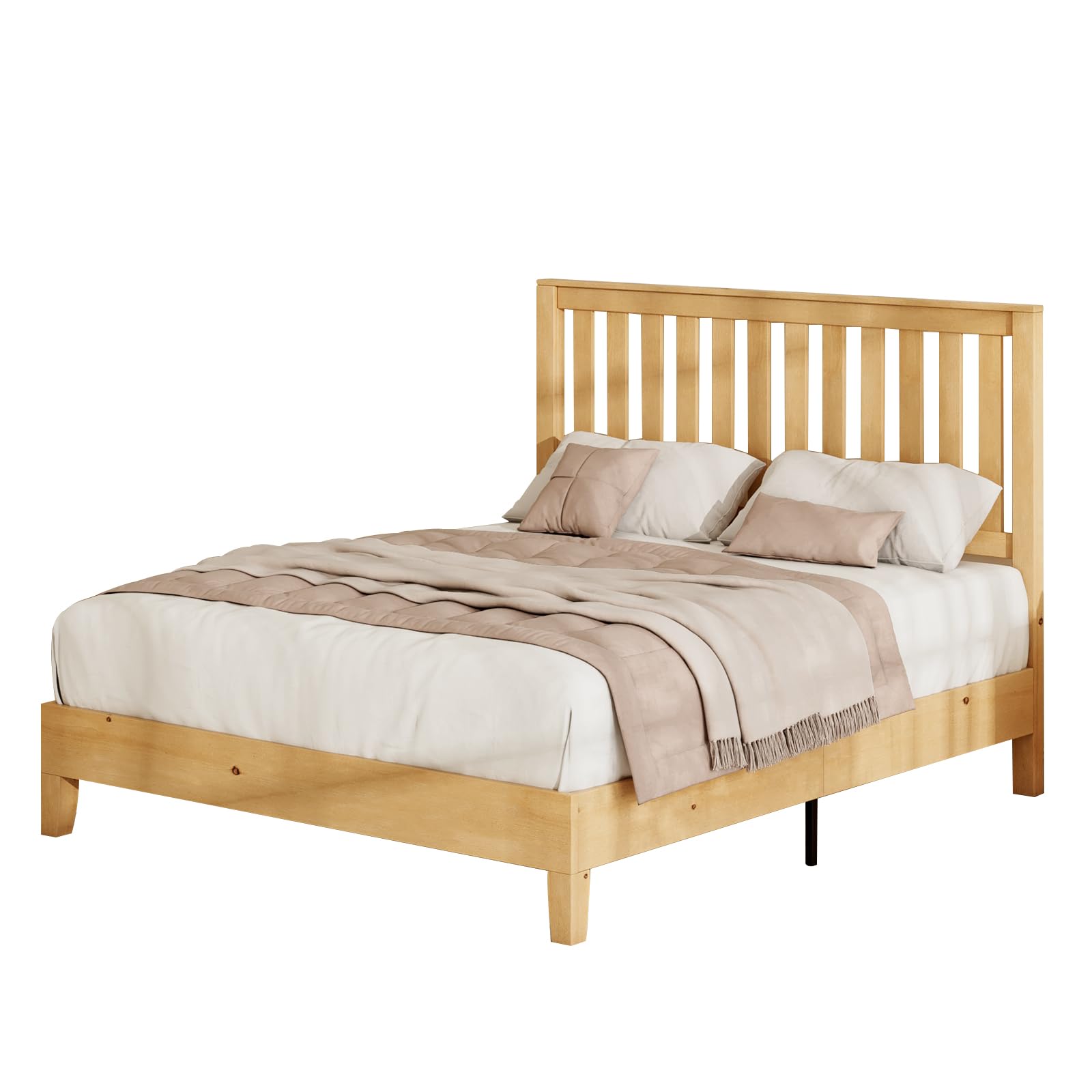 Full Size Solid Wood Bed Frame with Headboard