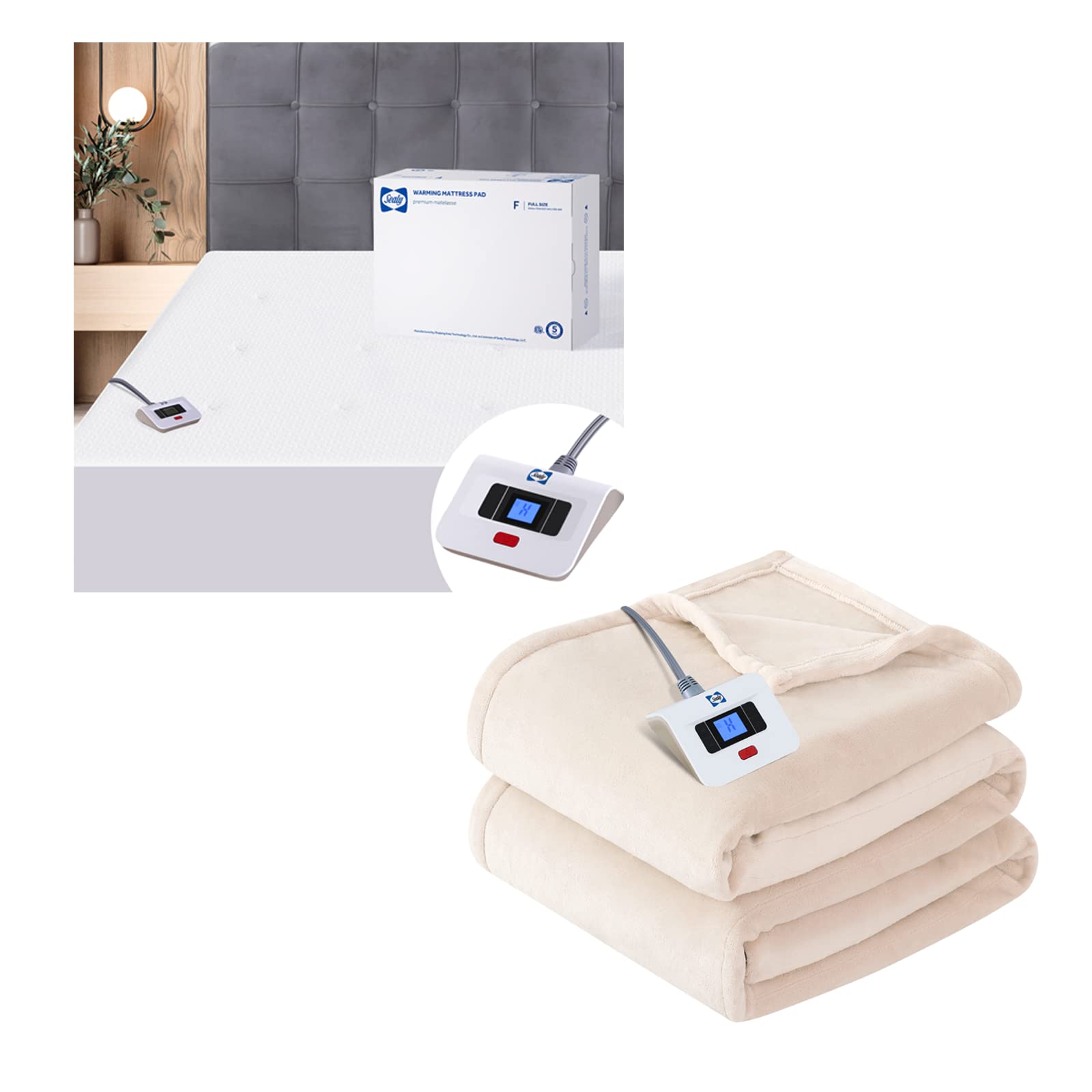 Blanket & Heated Mattress Pad Twin Size, Flannel Heated Blanket