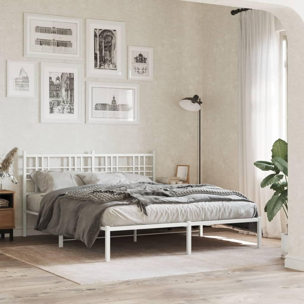 Metal Bed Frame with Headboard, Double Bed, Bedroom Furniture, Bed Base