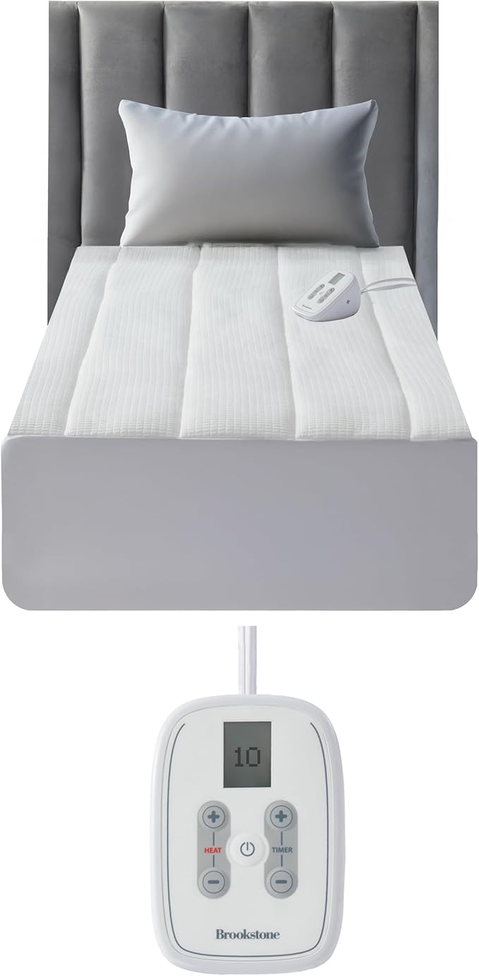 Matelassé Knit Heated Mattress Pad – King Size – 10 Heat Settings, Auto Shut-Off