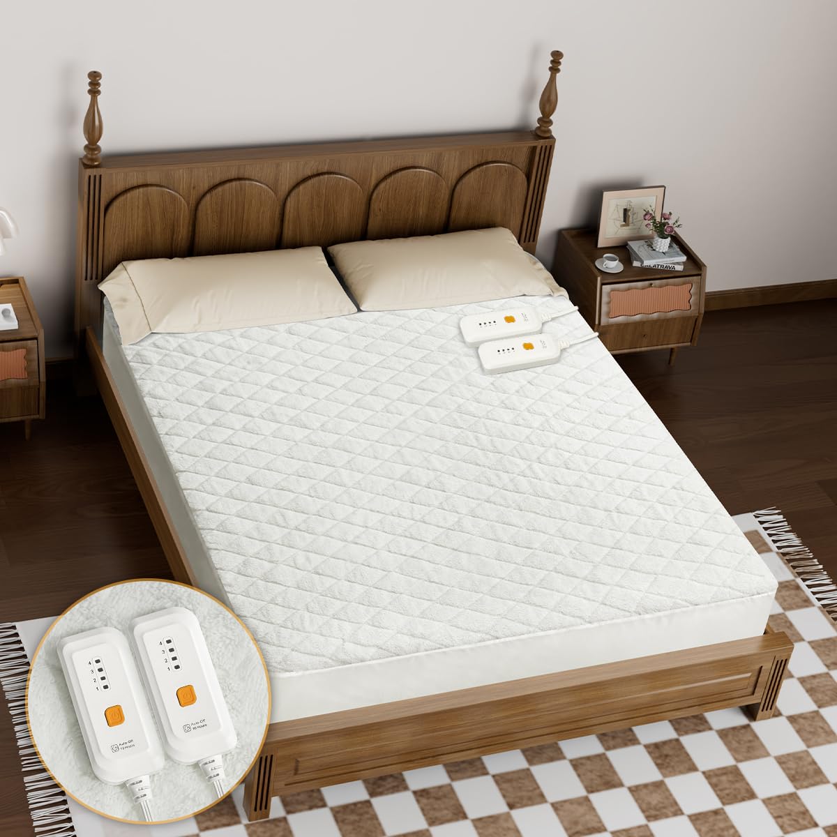 Heated Mattress Pad King Size Dual Control- Bed Warmer Electric Mattress Cover