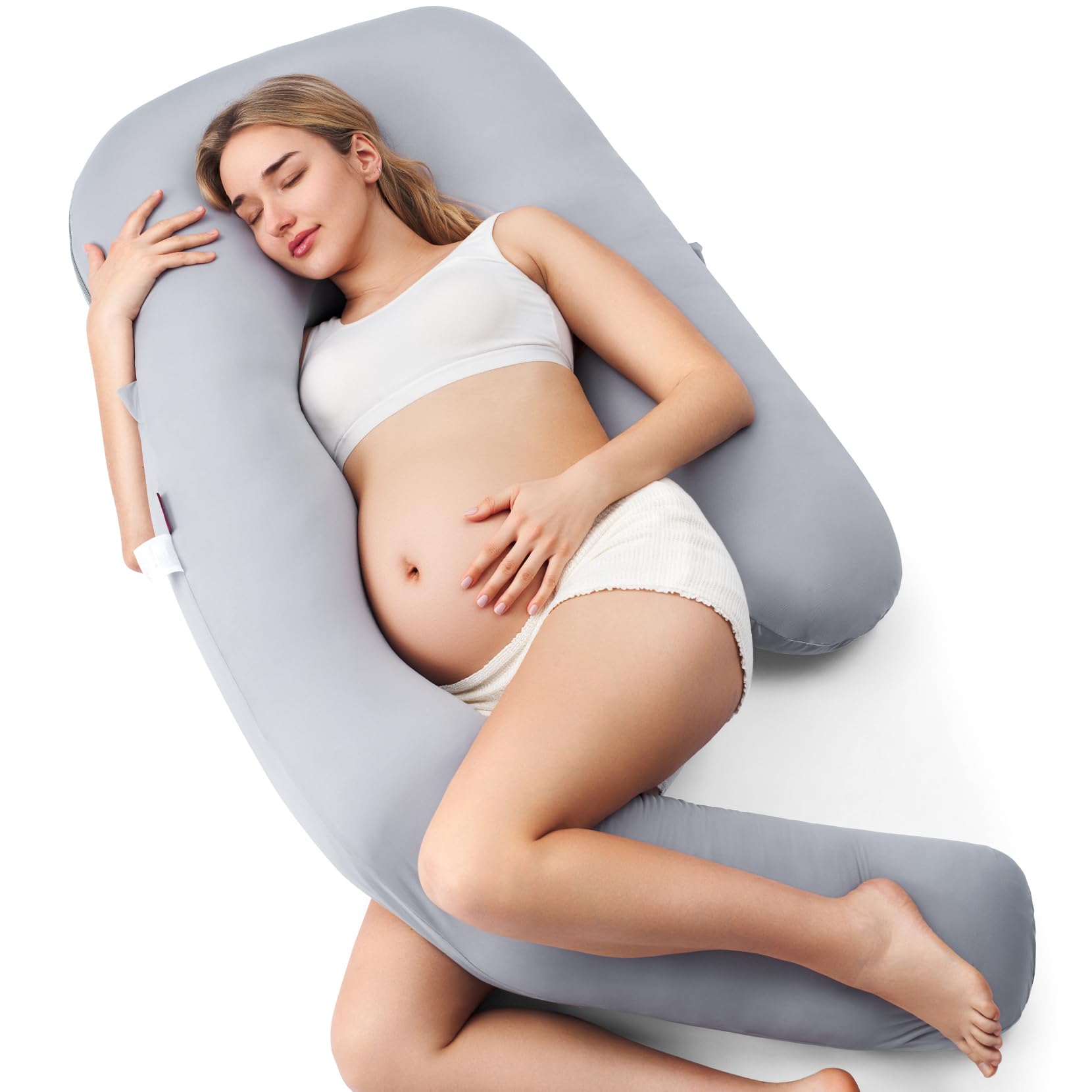 Pregnancy Pillow with Cooling Cover, Dreamlign U Pro Maternity Pillow