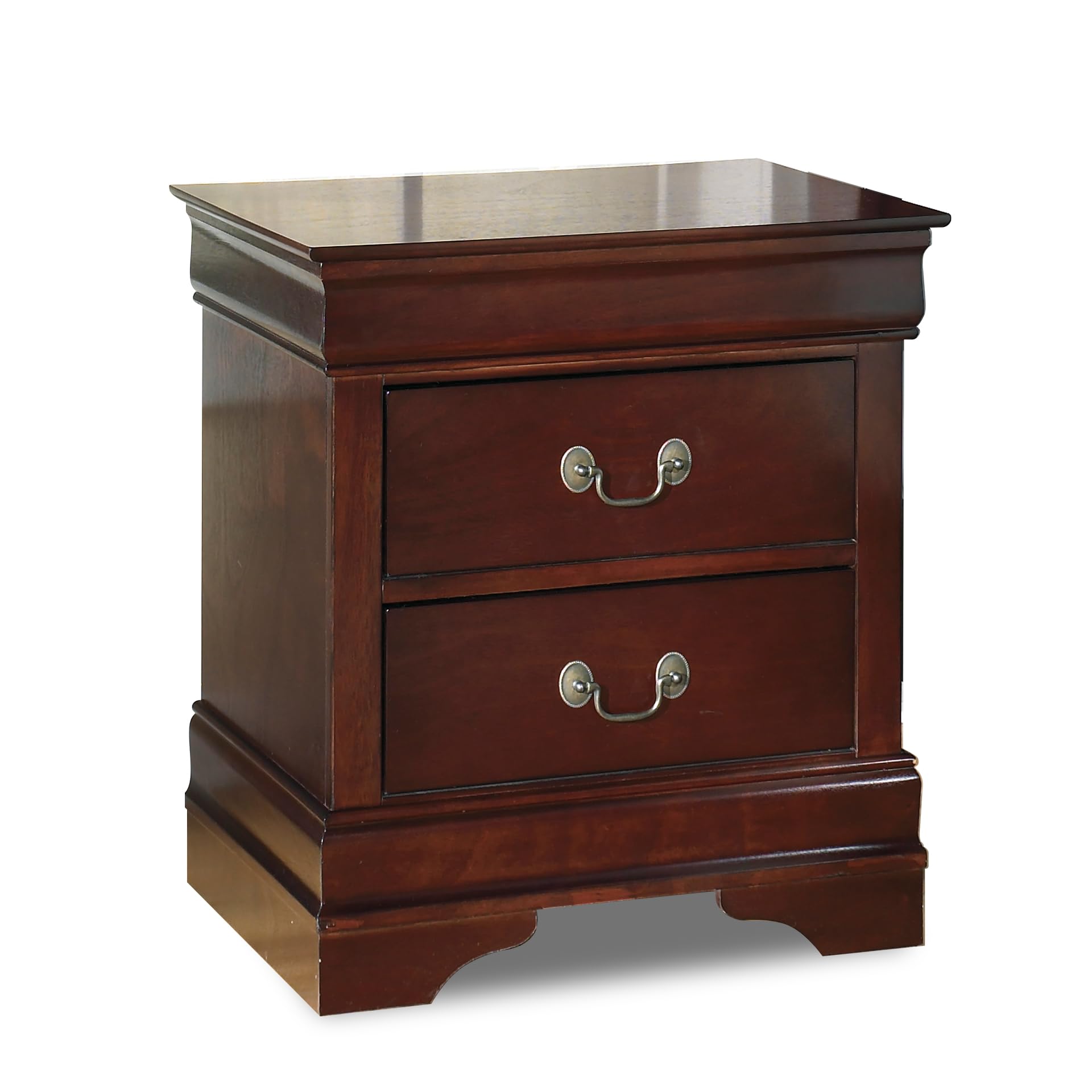 Alisdair Traditional 2 Drawer Nightstand, 23.75" Tall, Dark Brown