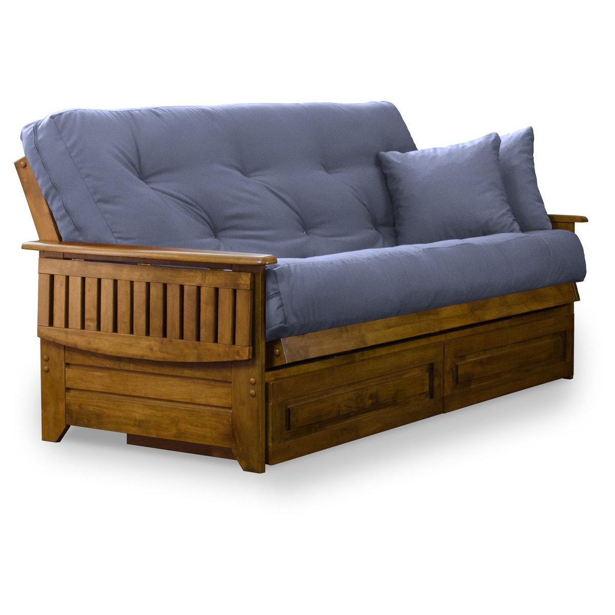 Hardwood Futon Frame with Storage Drawers – Heritage Finish