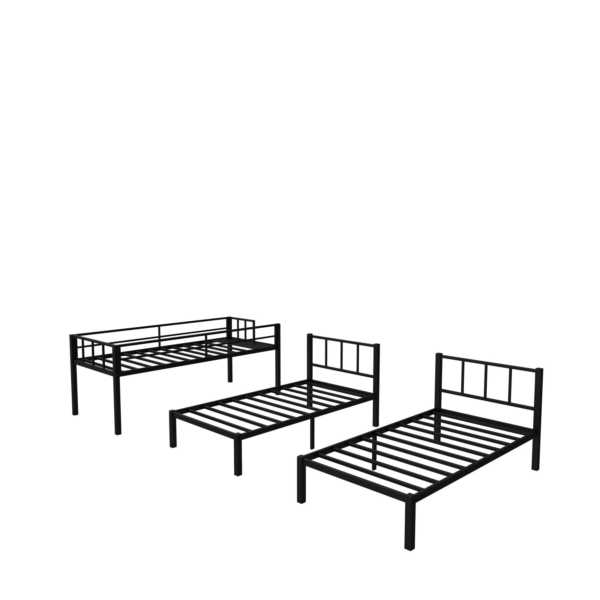Duty Triple Bunk Bed, Twin Over Twin Over Twin with Guardrails