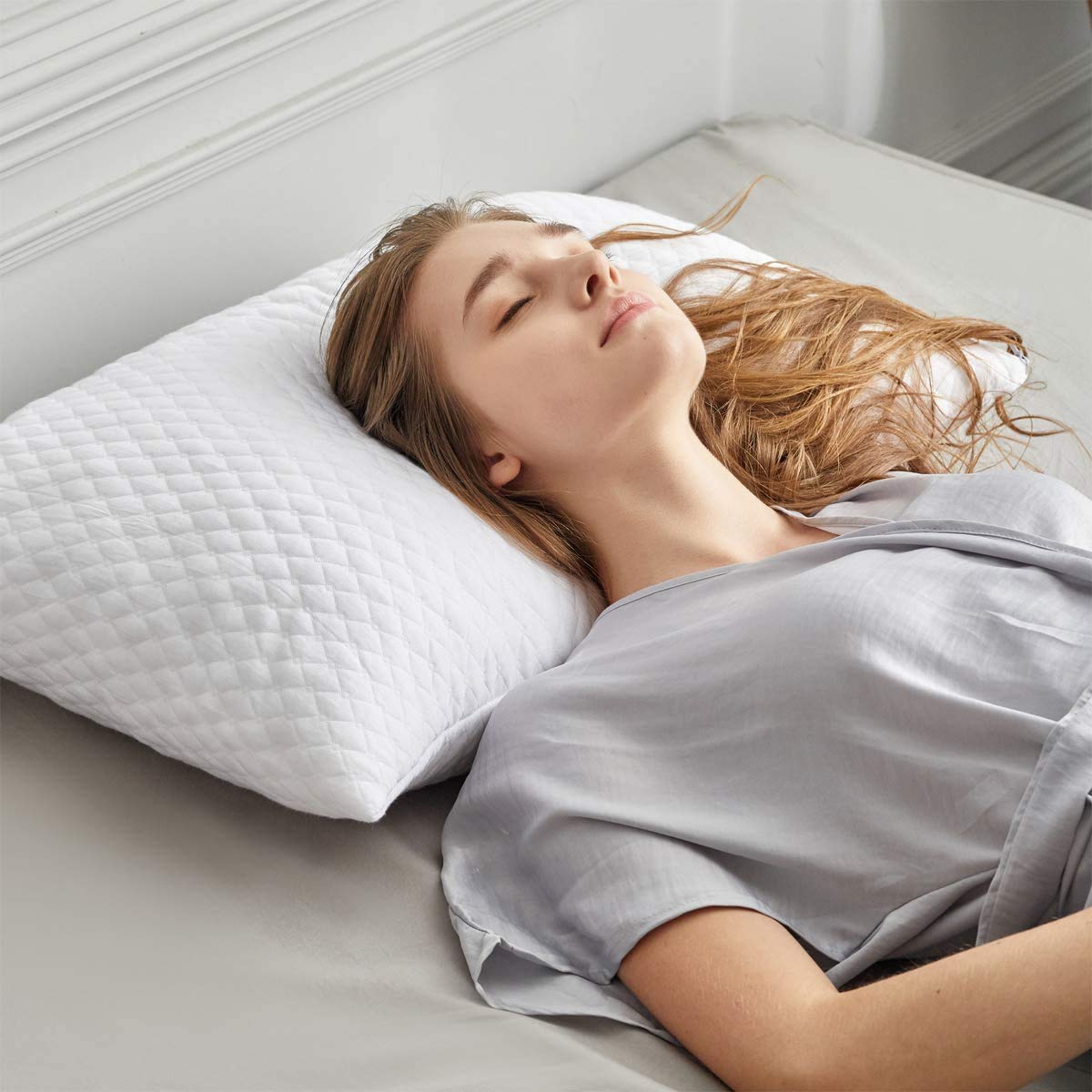 2 Pillows, Shredded Memory Foam Bed Pillows for Sleeping