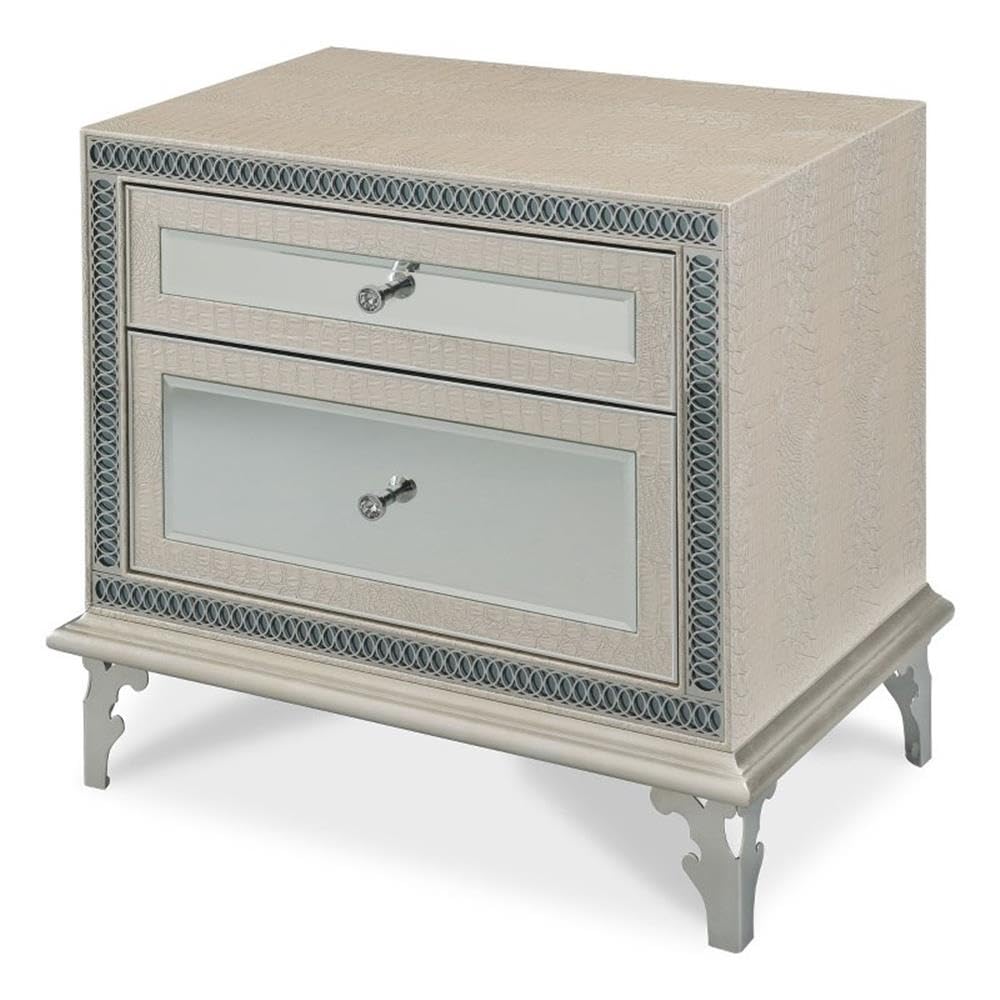 Hollywood Swank 2-Drawer Nightstand - Crystal Croc