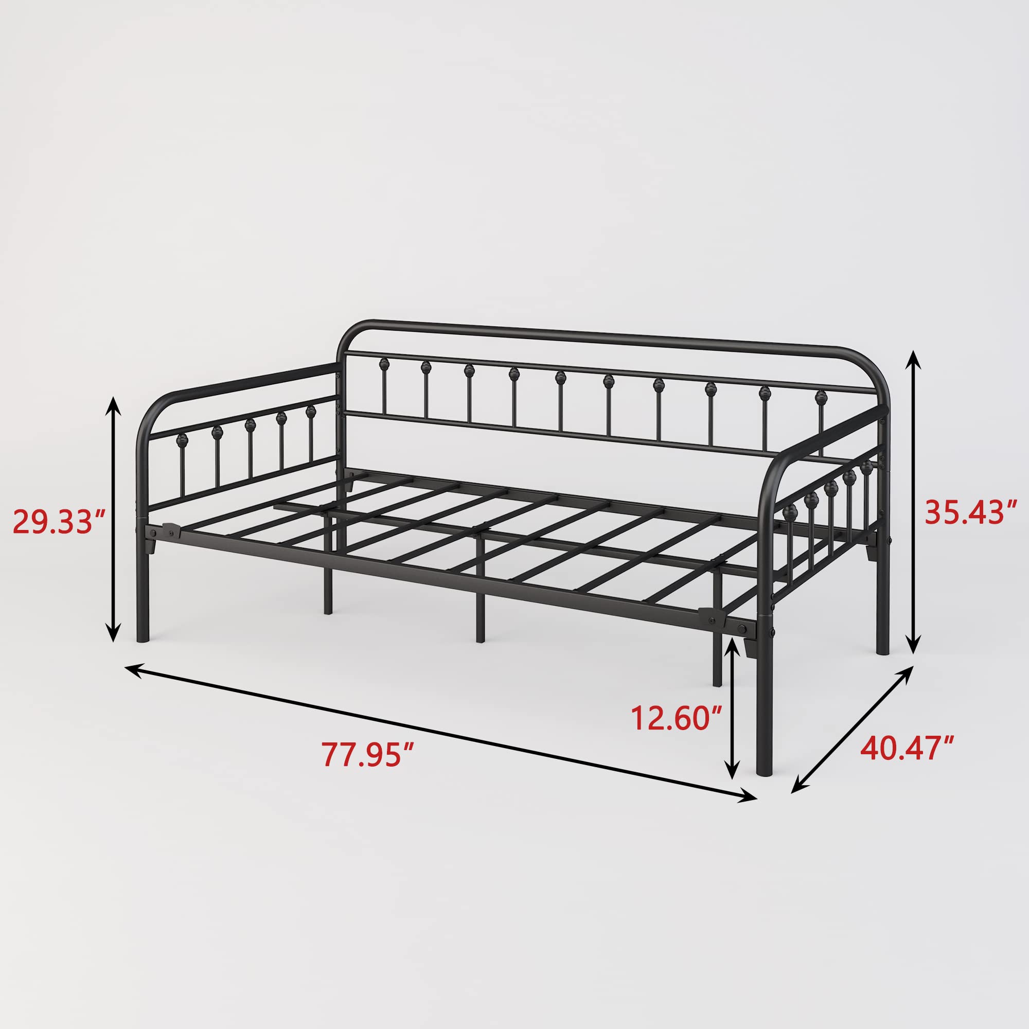 Metal Daybed Frame with Steel Slats Platform Furniture,Twin, Dark Black…