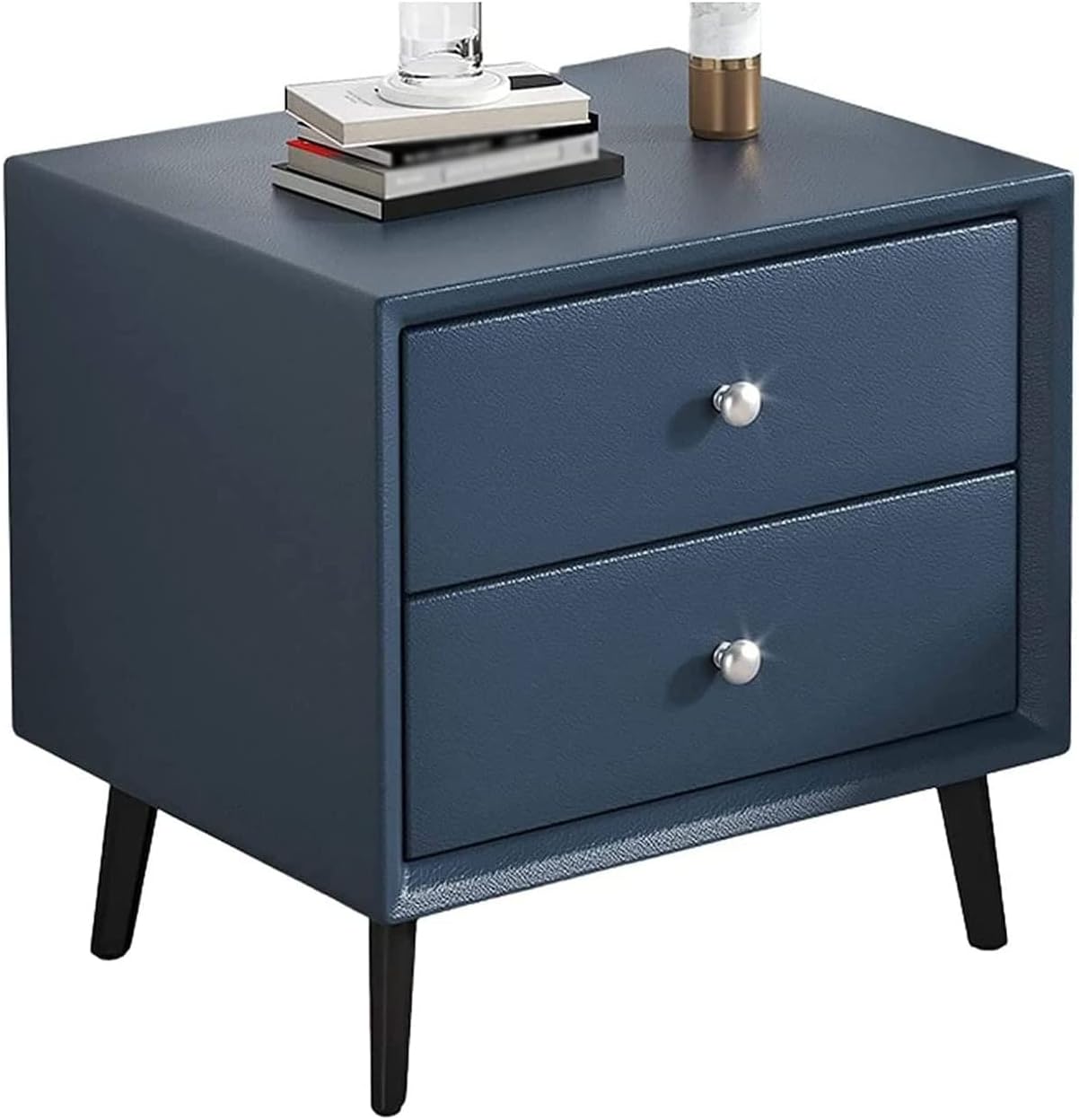 Nightstand Side Table Modern Bedside Table with 2 Drawers and Open Shelf Night