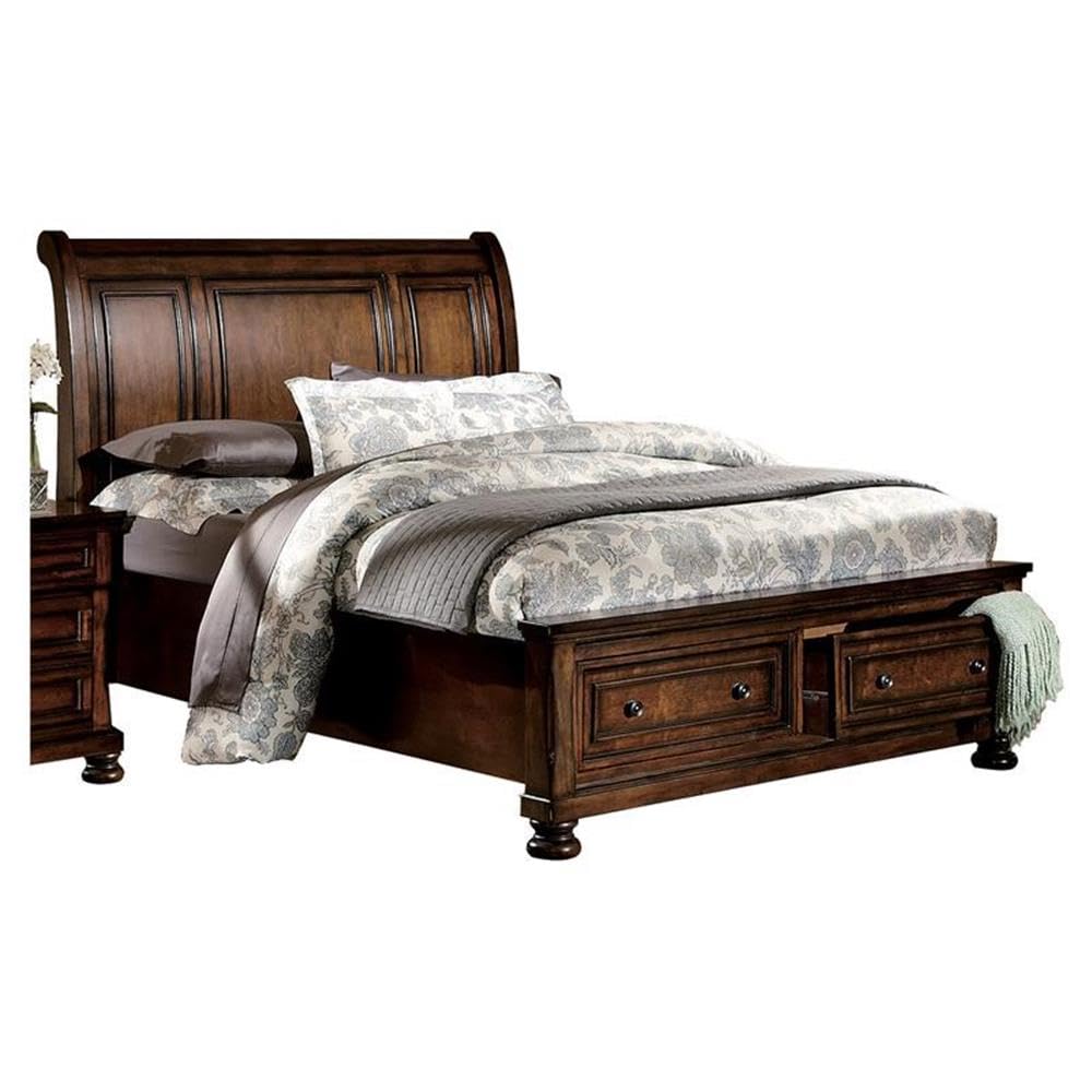 Cumberland 2 Drawers Wood California King Sleigh Bed in Brown Cherry
