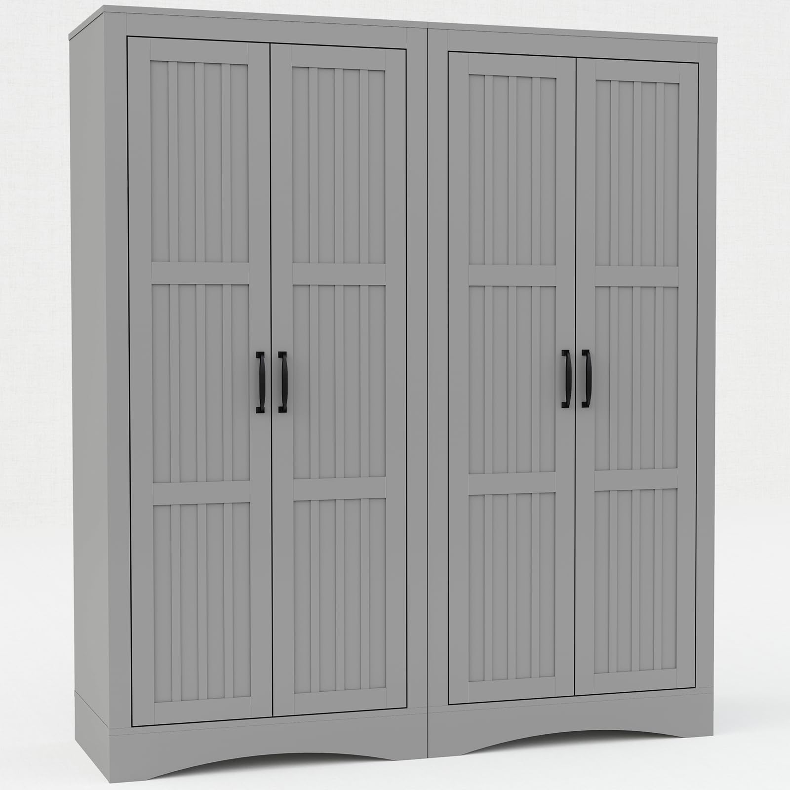 Closet with 4 Doors, Wooden Modern Freestanding Armoire