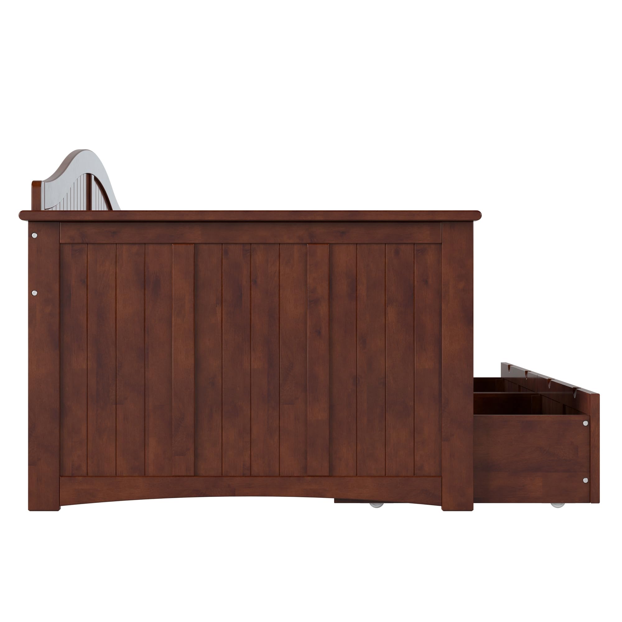 Twin Size Wood Daybed Frame with 2 Storage Drawers, Walnut (Brown)
