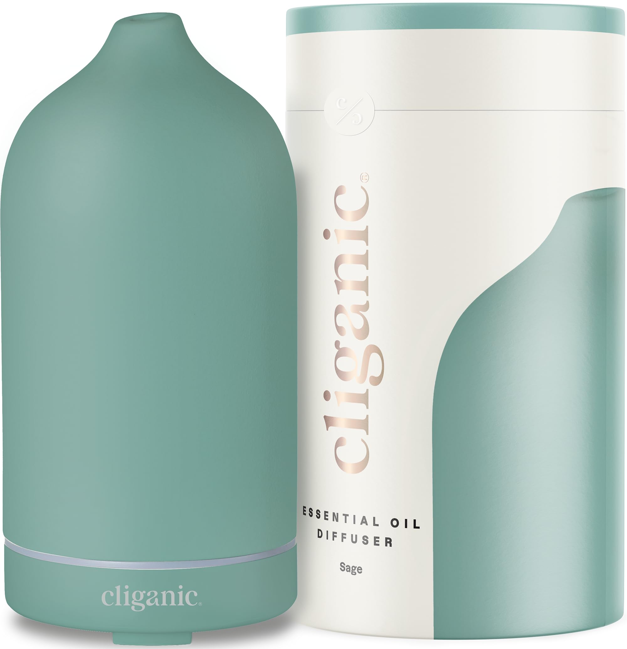 Ceramic Diffuser (Sage), 100ml Ultrasonic for Essential Oils Aromatherapy