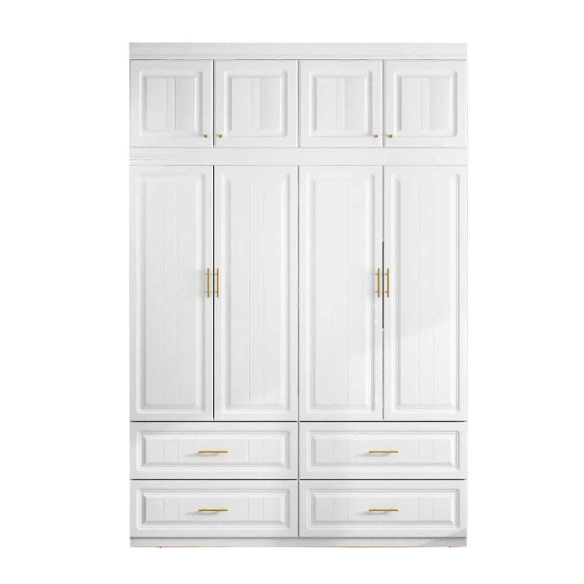 4 Door Wardrobe Closet with Drawers & Shelves, Armoire Closet