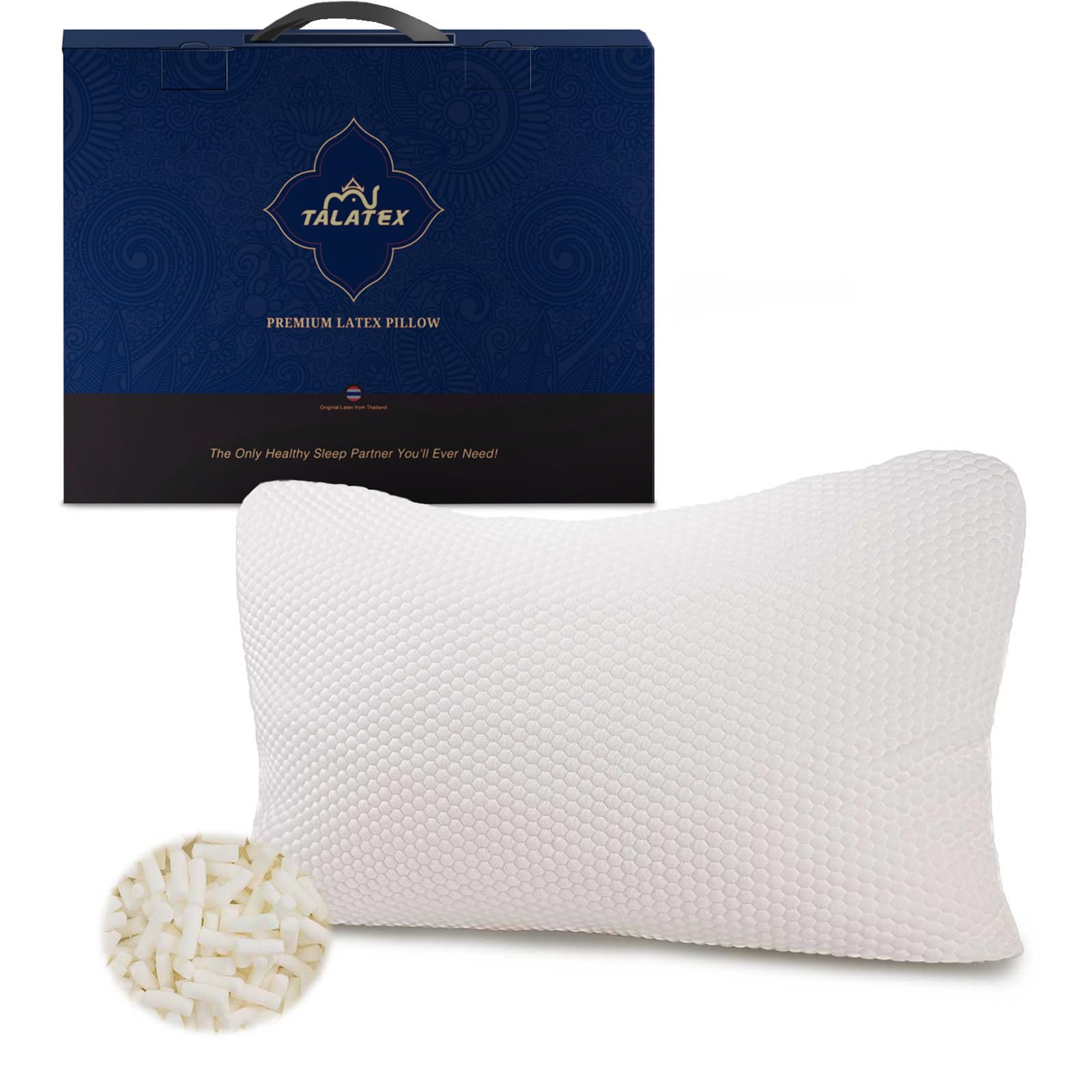 100% Natural Premium Adjustable Latex Pillow, Shredded Latex Pillow
