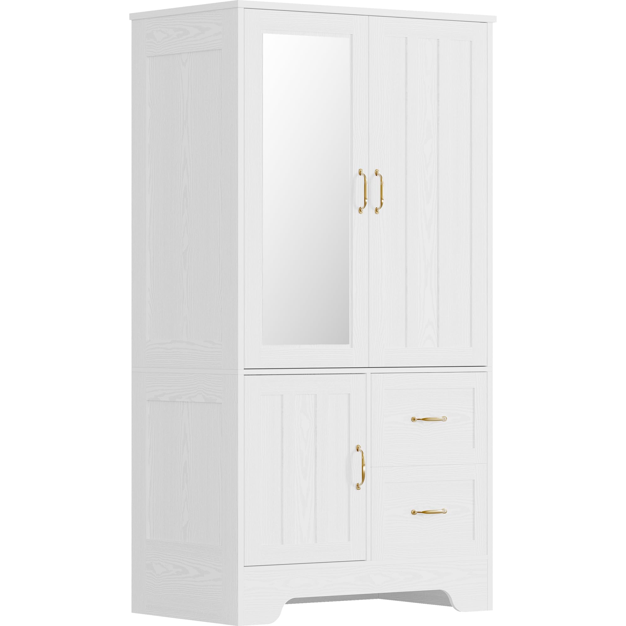 Wardrobe Closet with Mirror and Doors and Drawers and Shelves