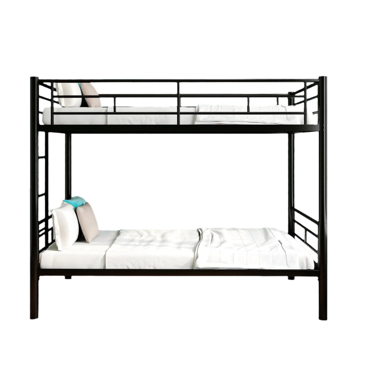 Metal Bunk Bed Twin Over Twin Sturdy Heavy Duty Bunk Beds with 2
