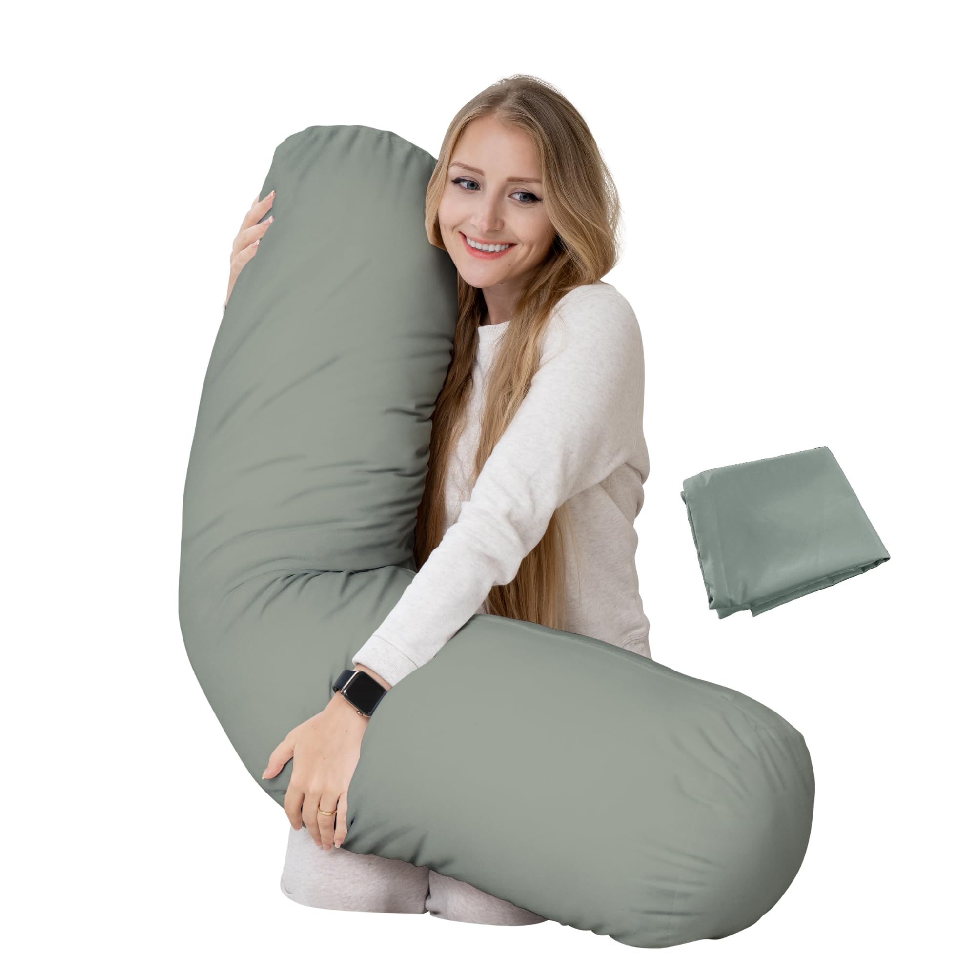 King Size Extra Long Round Body Pillow - 54x12 Bolster Pillow for Bed