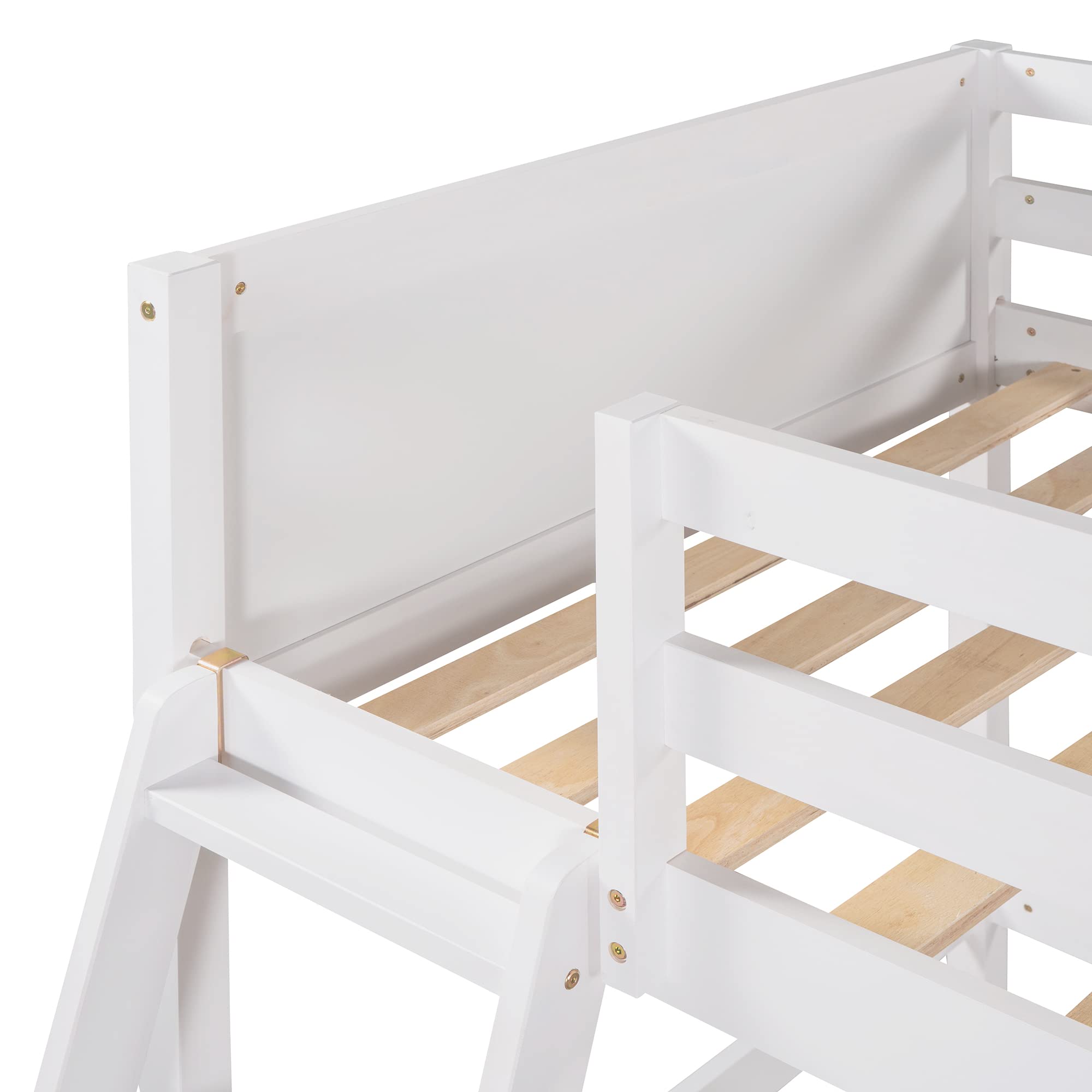 Twin High Loft Bed with Ladder, Wooden Loft Beds Twin Size for Kids Bedroom