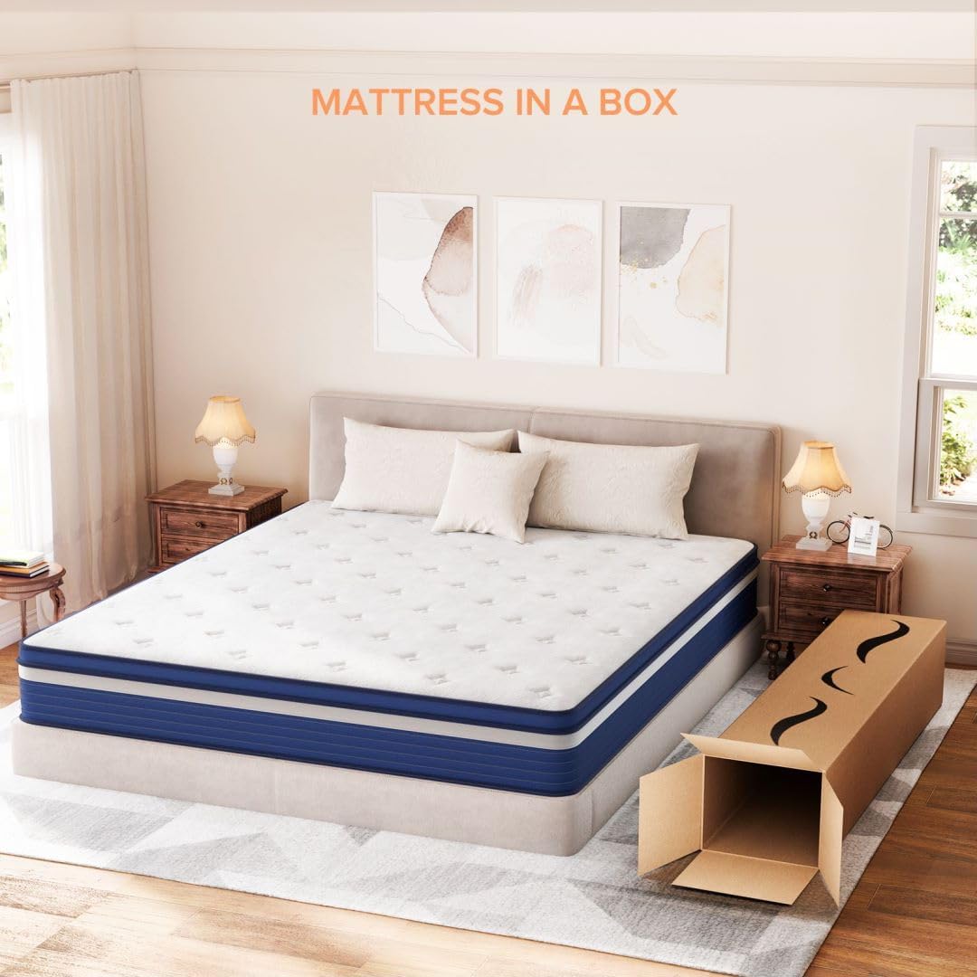 King Size Mattress, 10 Inch Medium Firm Individual Pocket Coil Innerspring