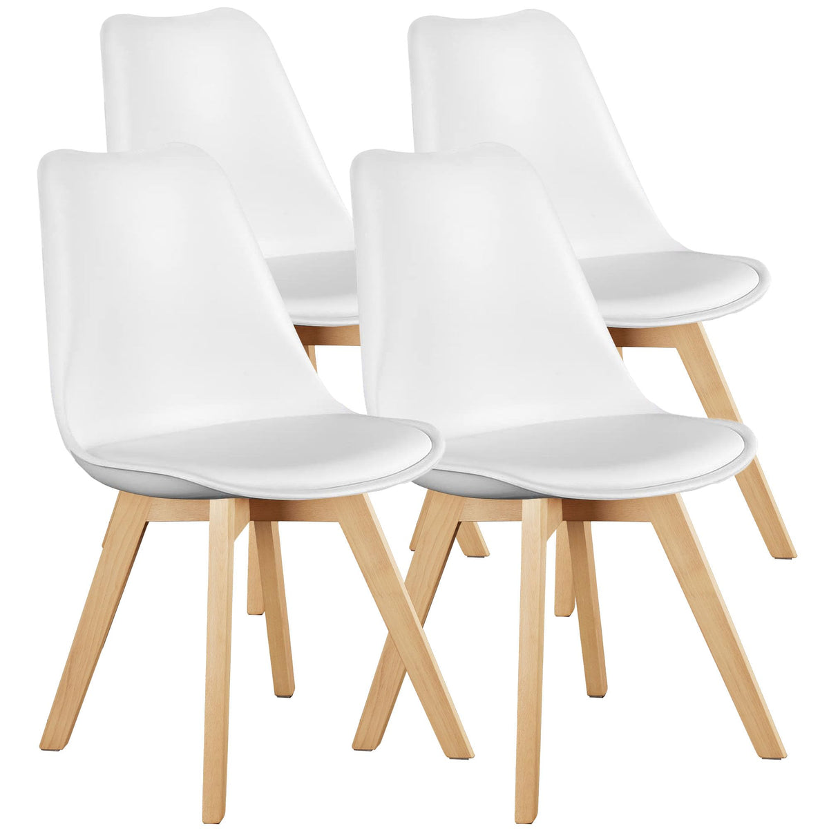 PU Leather Accent Dining Chairs with Rubberwood Legs