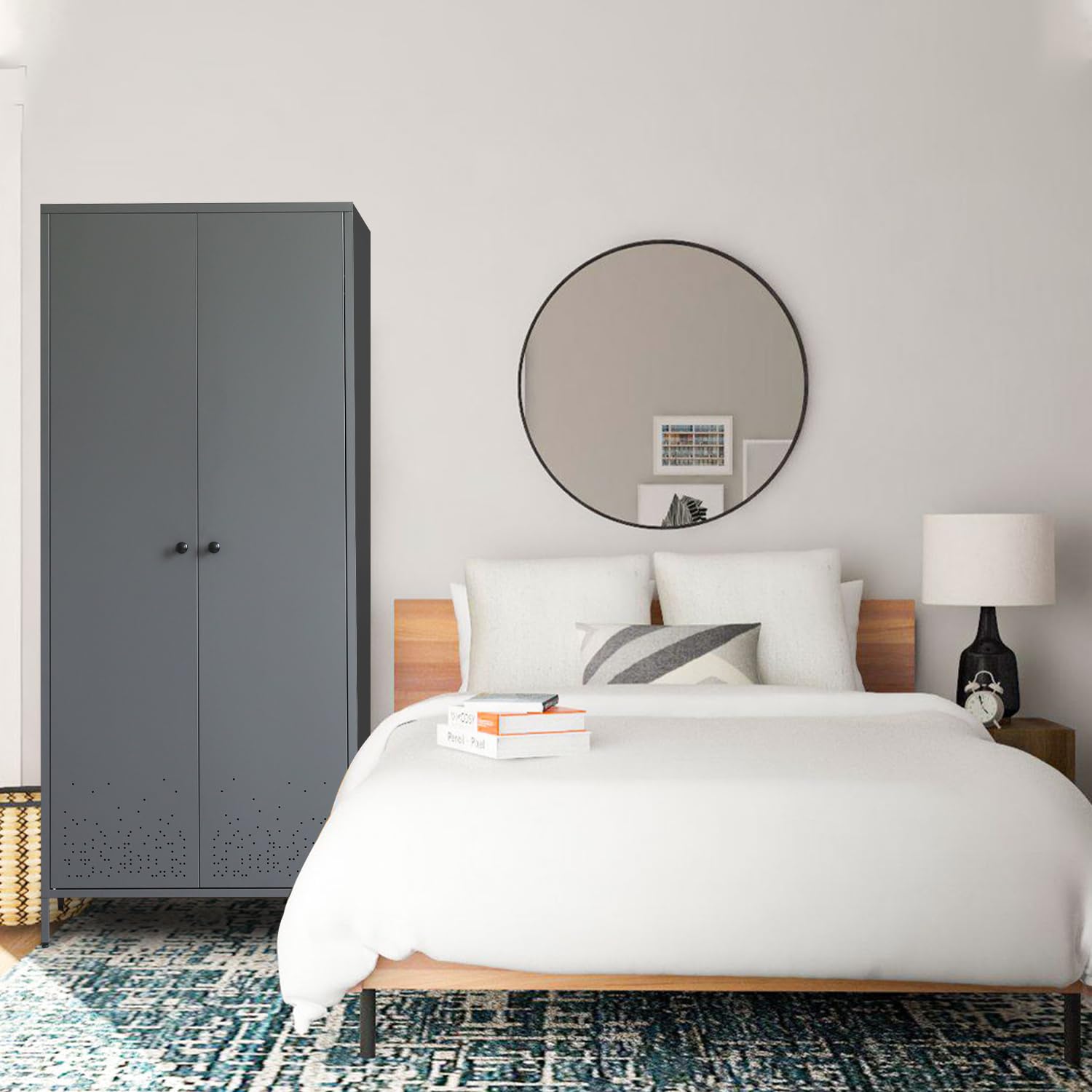 Metal Armoire Wardrobe Closet Cabinet for Hanging Clothes