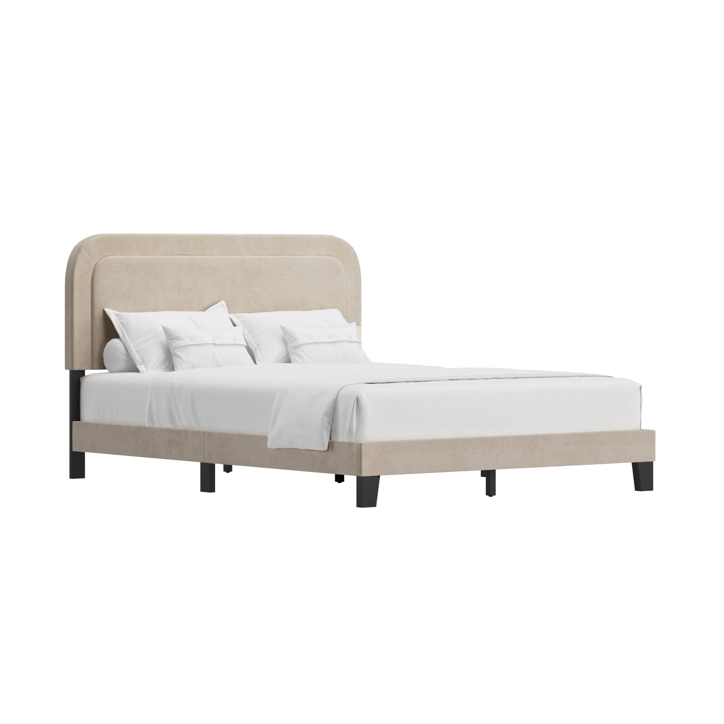 Renee Upholstered Queen Bed, Cream