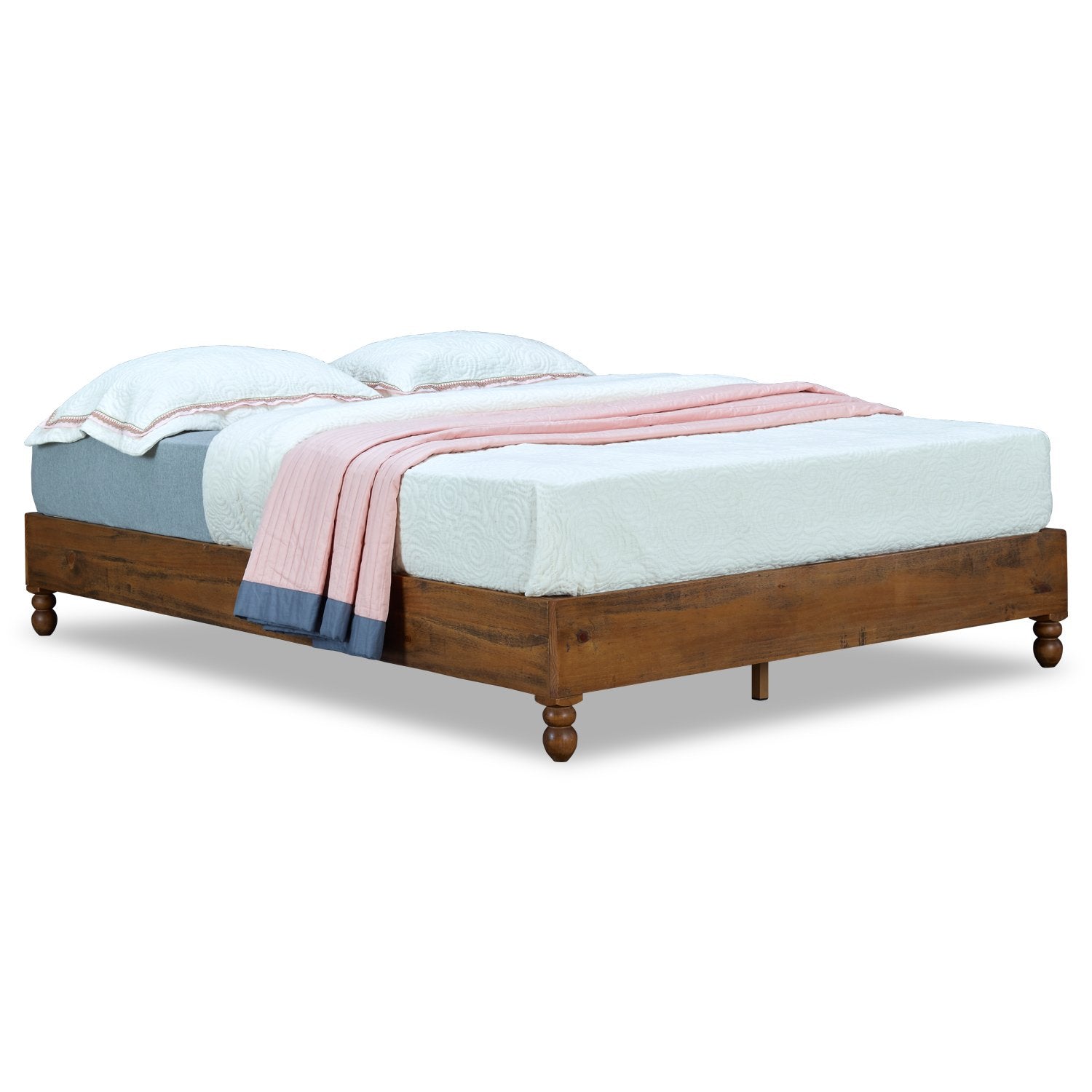 12 Inch Solid Wood Bed Frame Rustic Style Eliminates The Need for a Boxspring