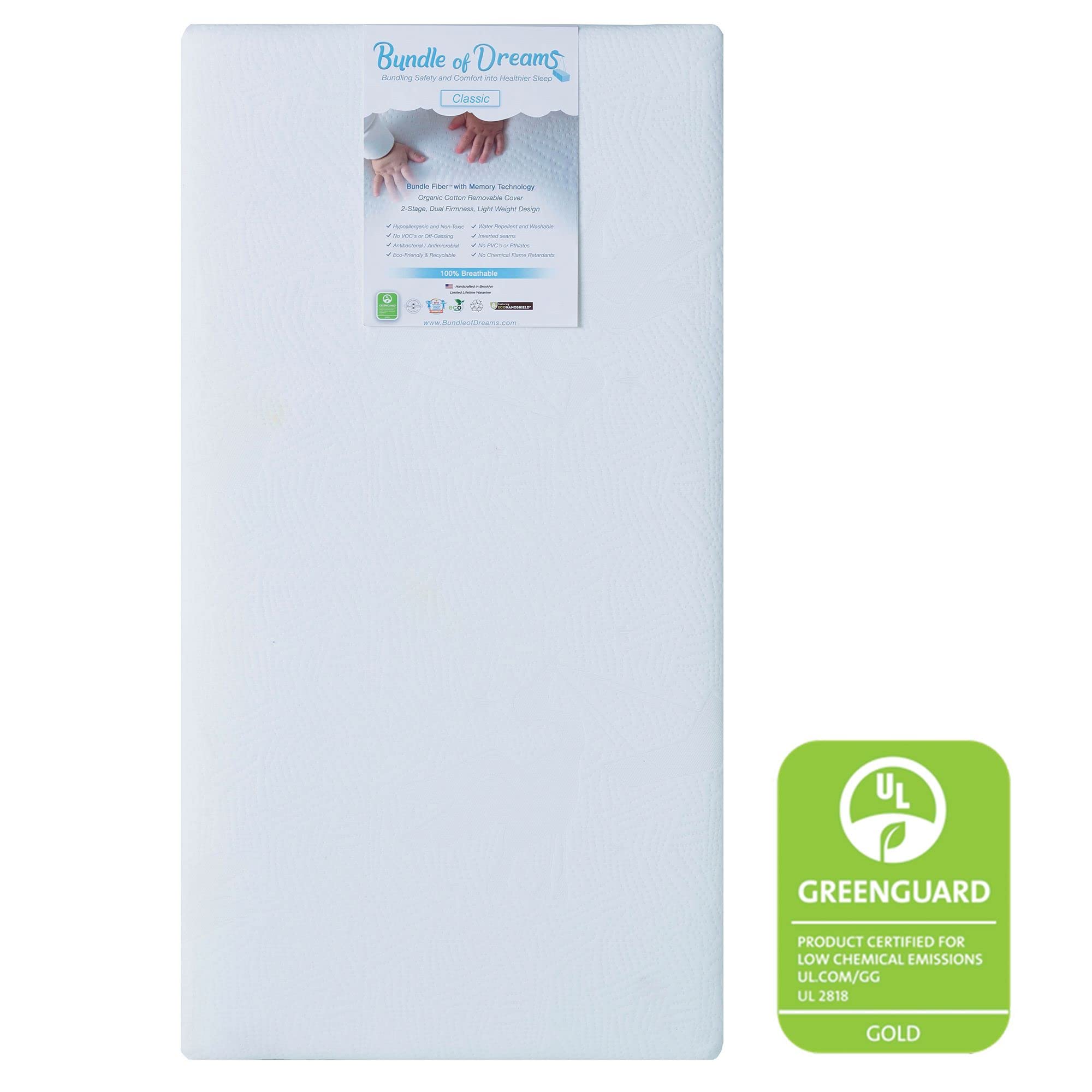 Eco-Air Baby Crib Mattress Organic Cotton Cover Crib and Toddler Bed Mattress
