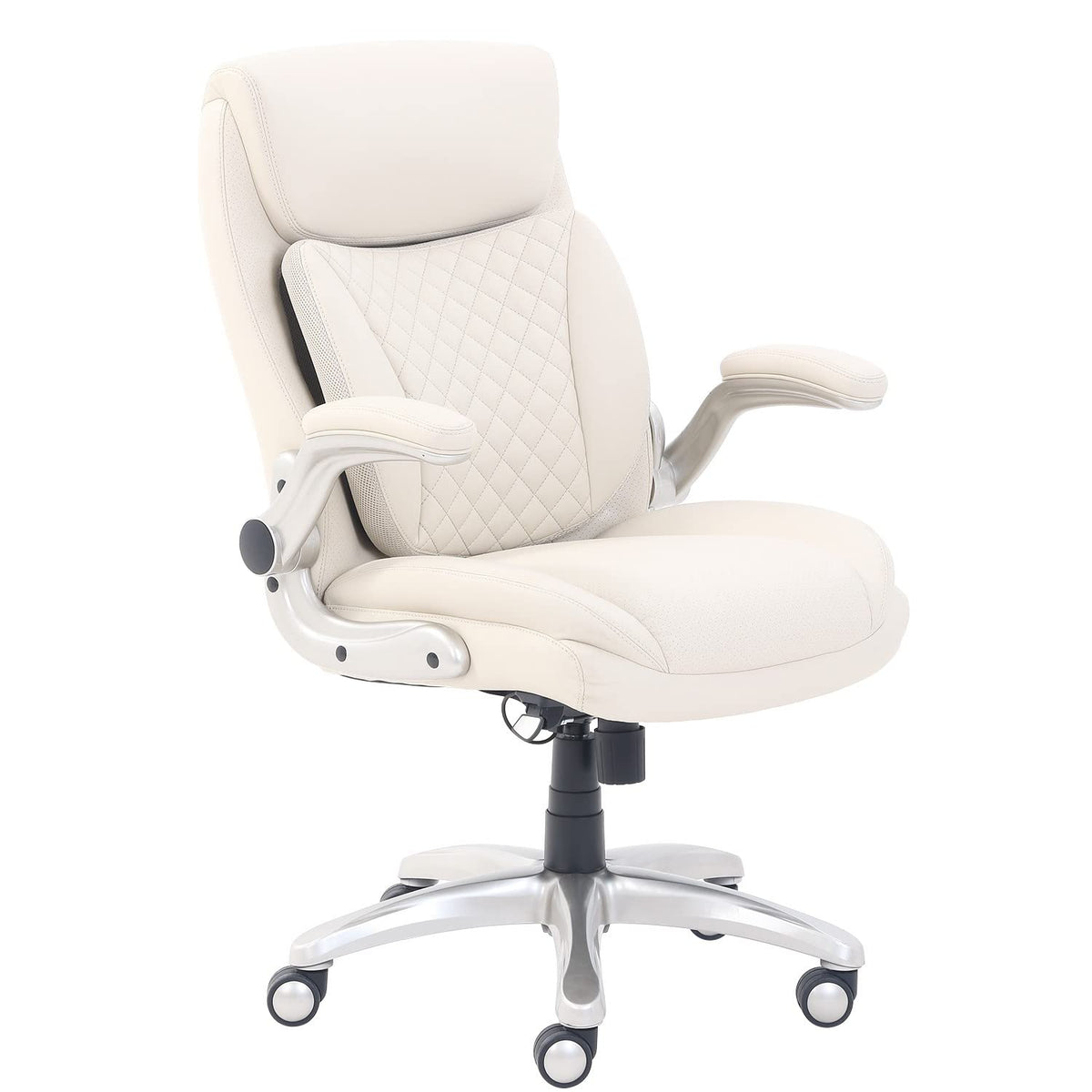 Faux Leather Executive Office Chair with 3D Lumbar & Flip-Up Armrests