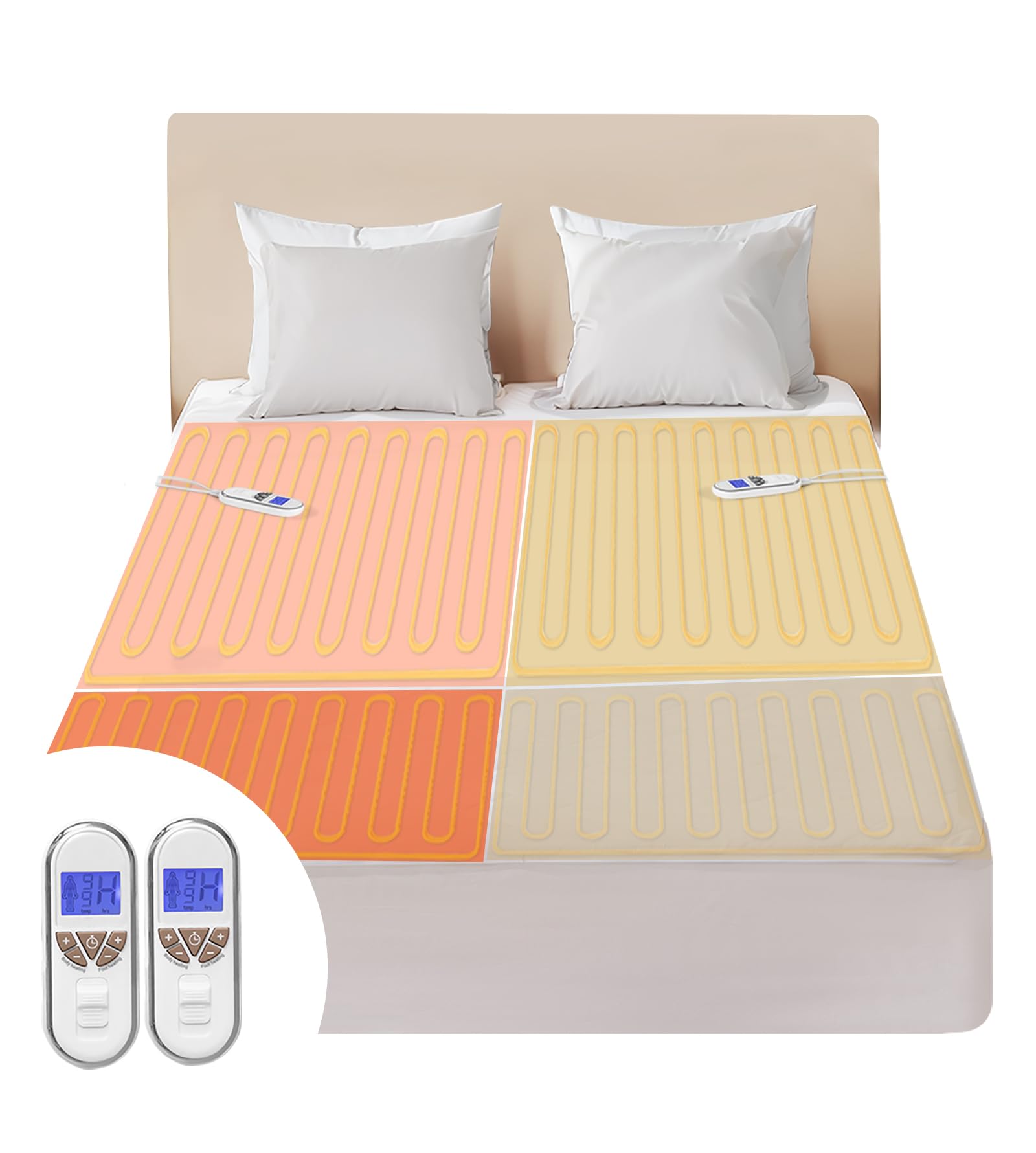 Premium Multi-Zone Electric Heated Mattress Pad Queen Size, 60" x 80"