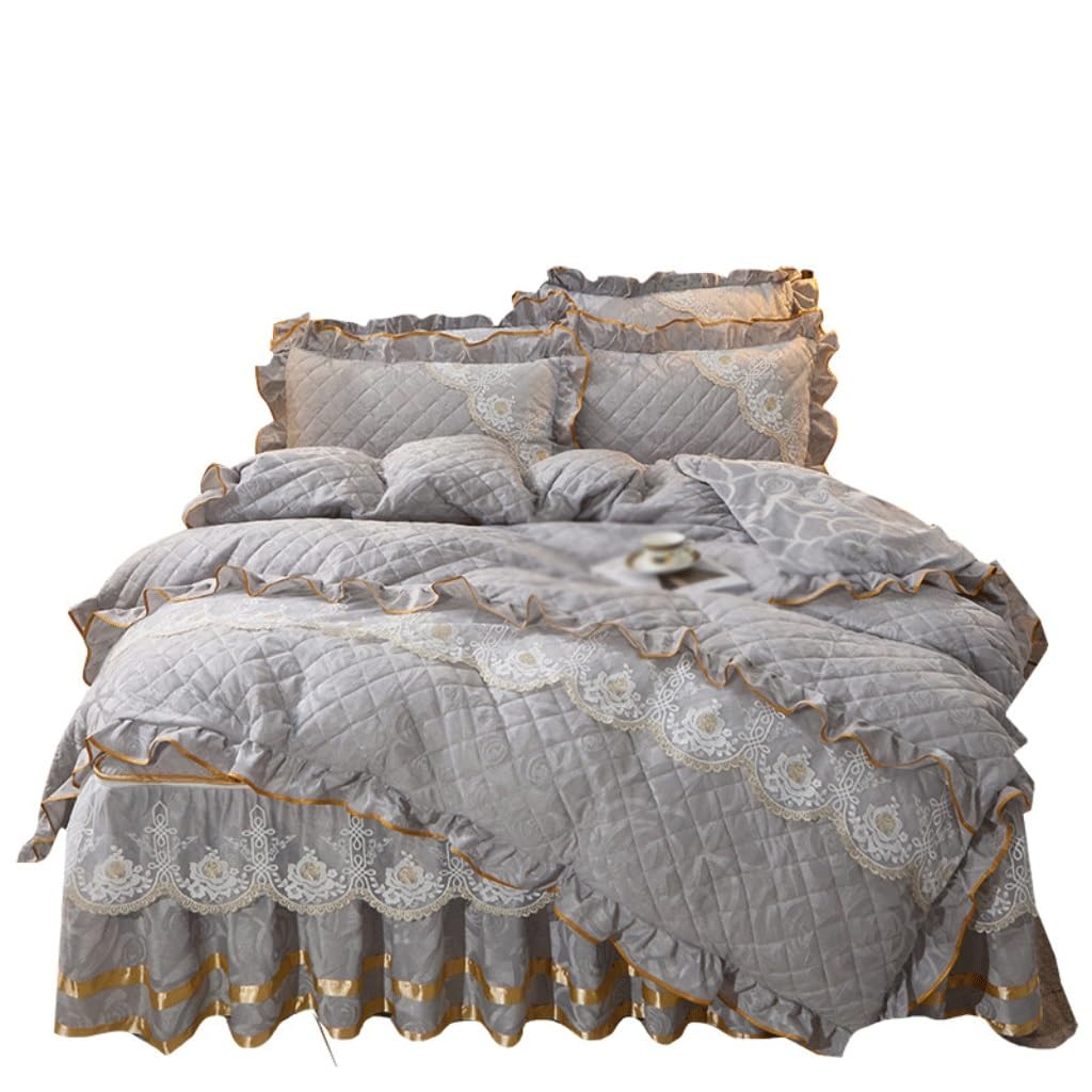 Detachable and Washable Four Piece Thick Cotton Bed Skirt Set(220 * 240cm)