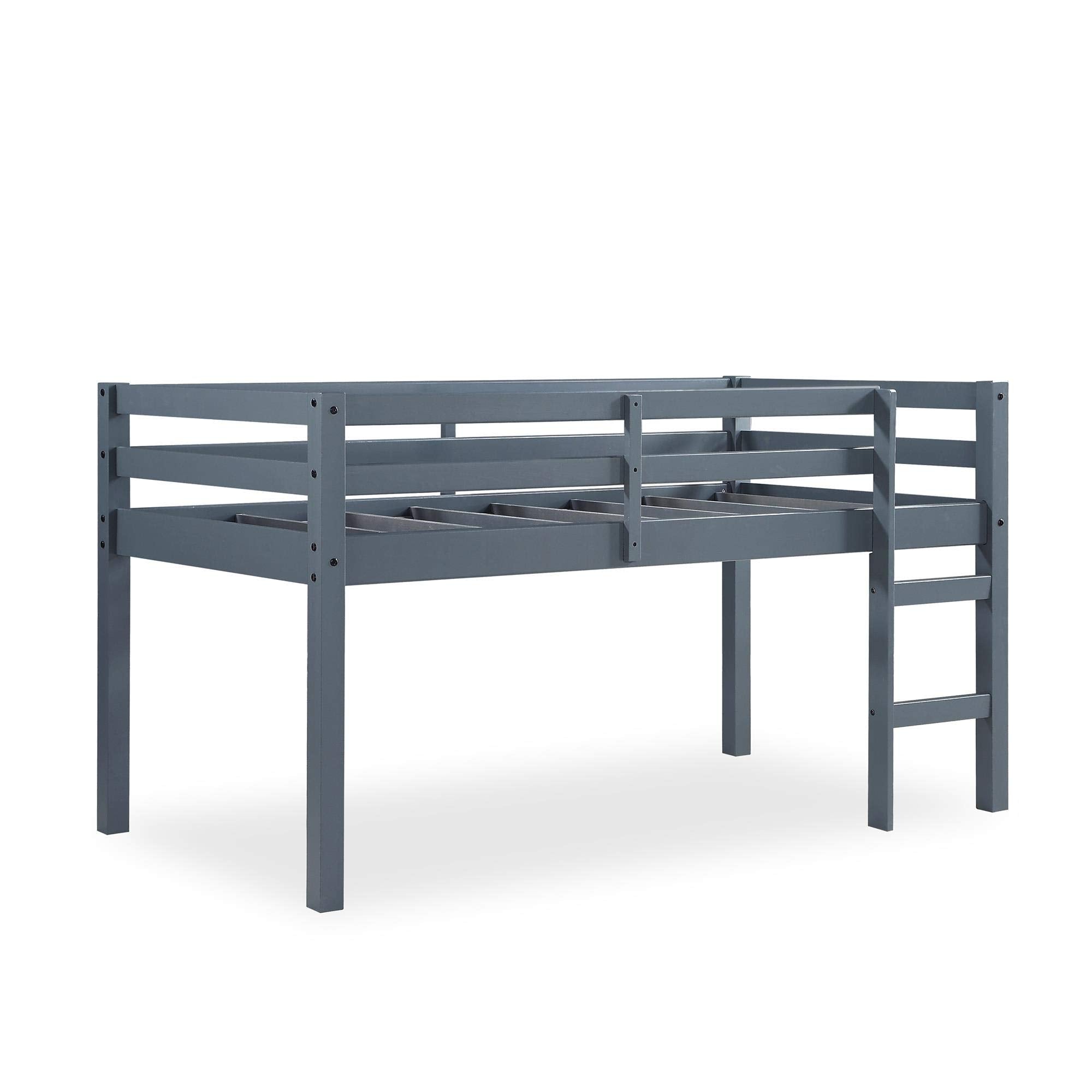 Milton Twin Loft Bed, Space Saving Design, Solid Pine Wood, White Finish