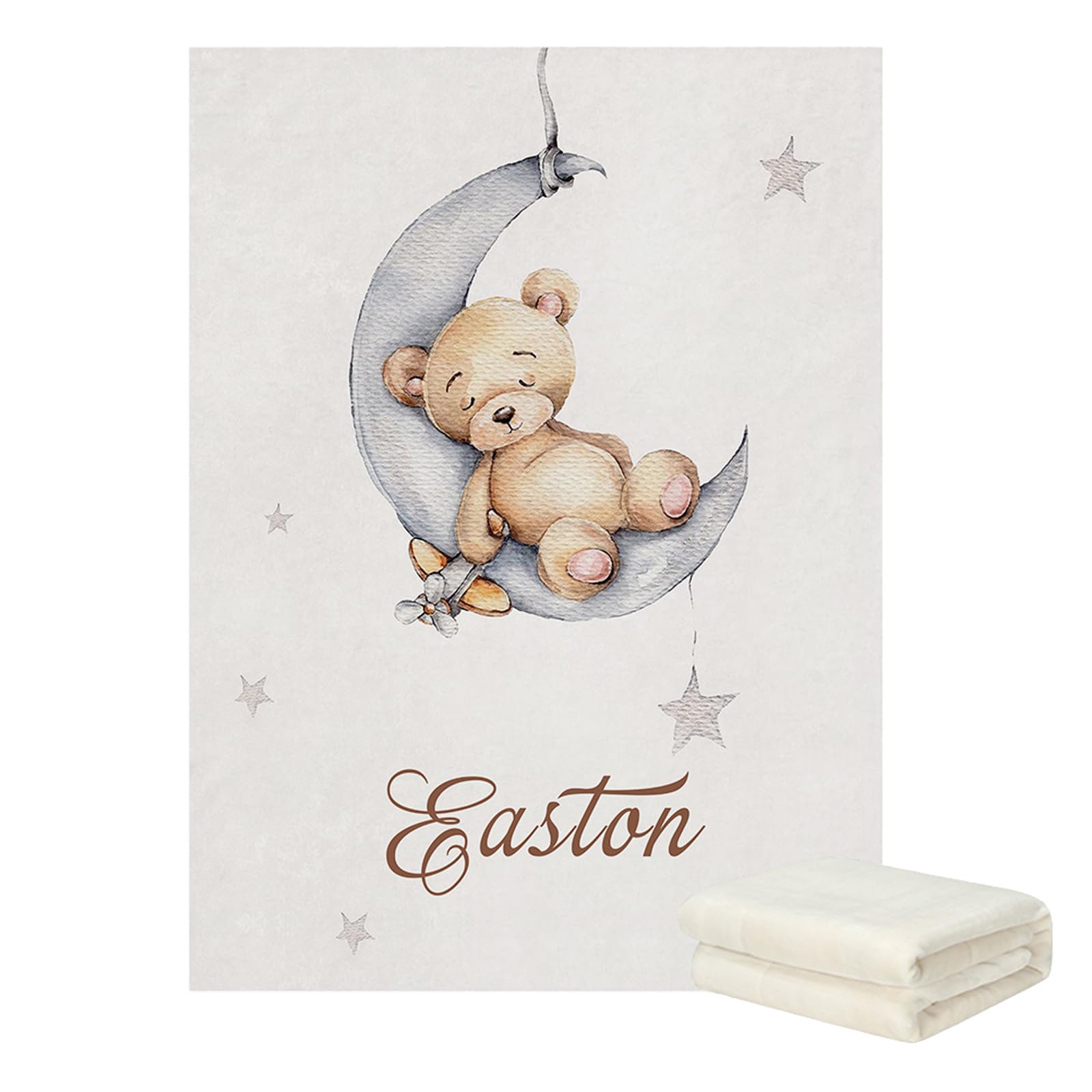 3Pcs Sleeping Bear Sleep on Moon Baby Crib Sheet Set