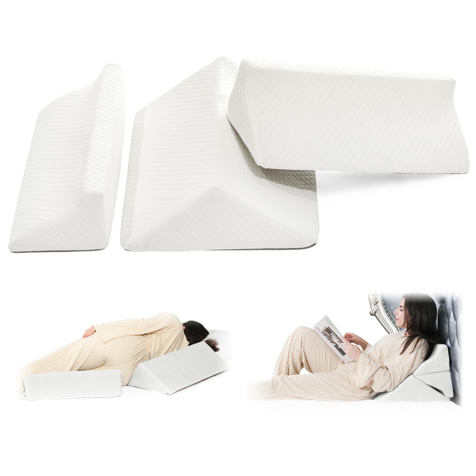 Foam Wedges for Positioning in Bed – 3in1 R-shaped Wedge Pillows for Seniors