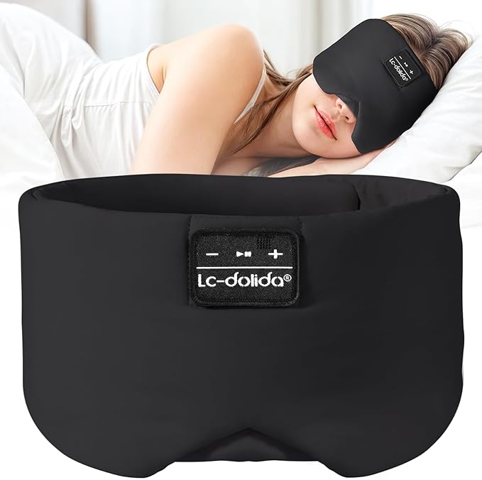 Sleep Mask with Bluetooth Headphones, Ice Silk Sleep Headphones with Bluetooth 5.4