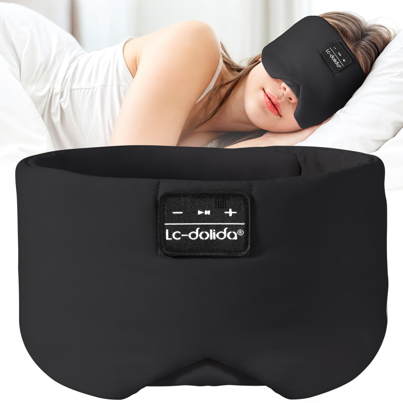 Sleep Mask with Bluetooth Headphones, Ice Silk Sleep Headphones with Bluetooth 5.4