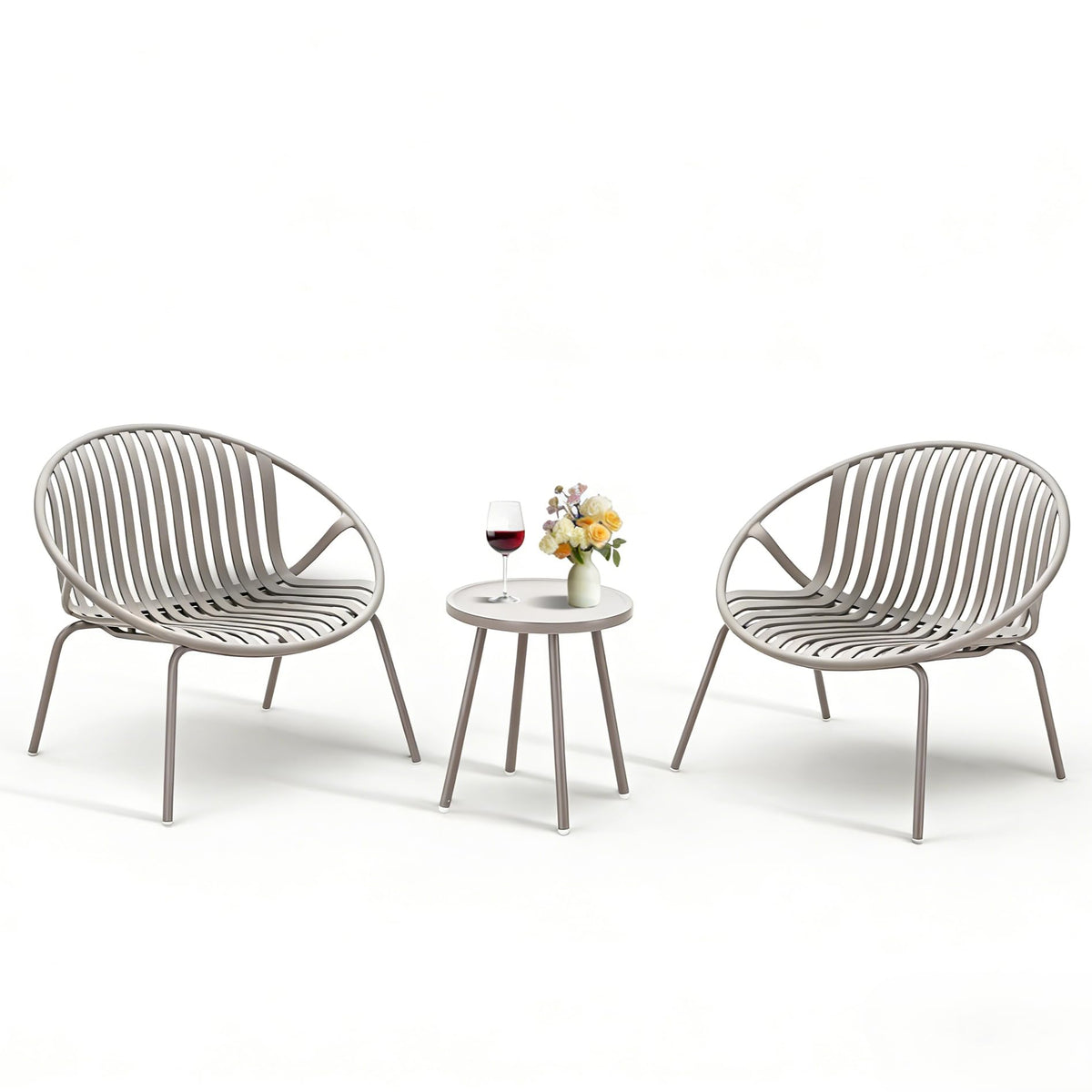 3-Piece Outdoor Bistro Patio Set with 2 Chairs