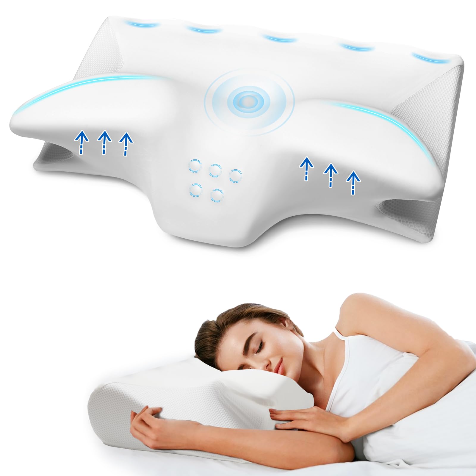 Cervical Pillow for Neck Pain Relief, Cooling Contour Memory Foam Pillows Support