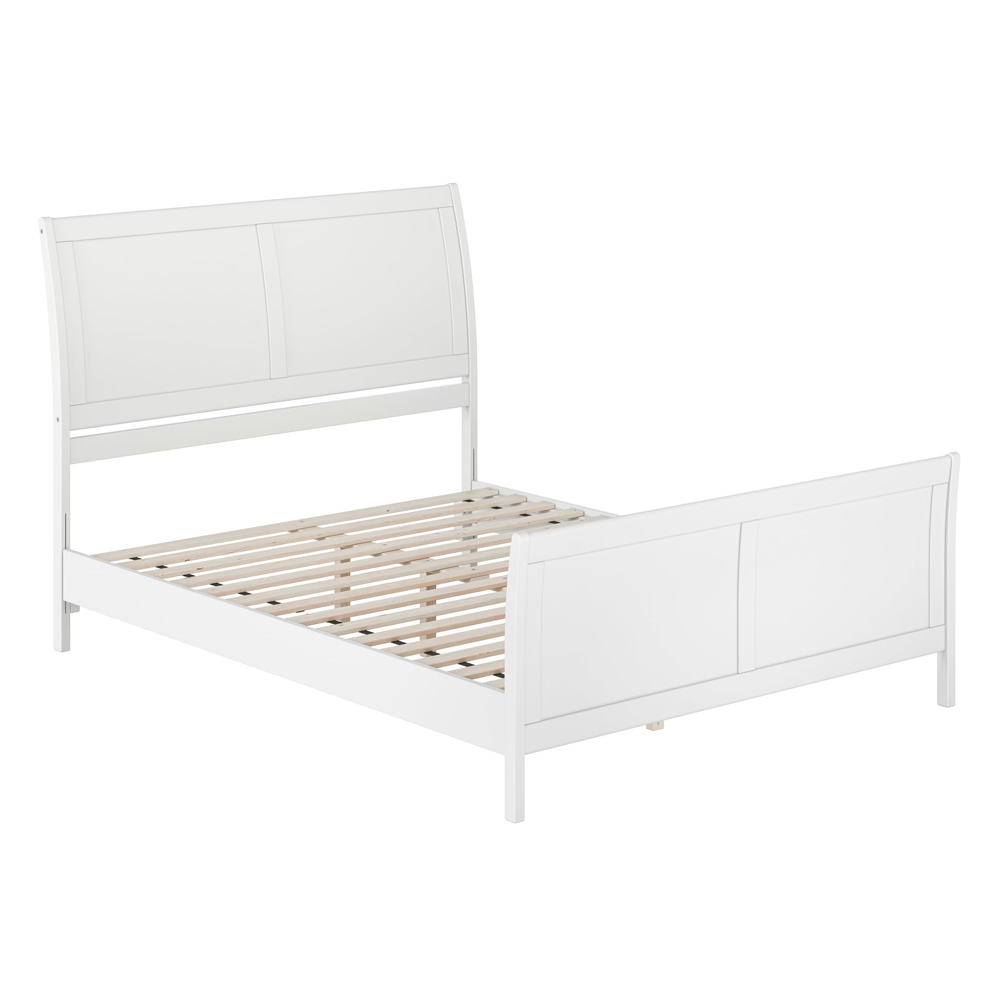 Valencia Queen Solid Wood Low Profile Sleigh Platform Bed with Matching Footboard