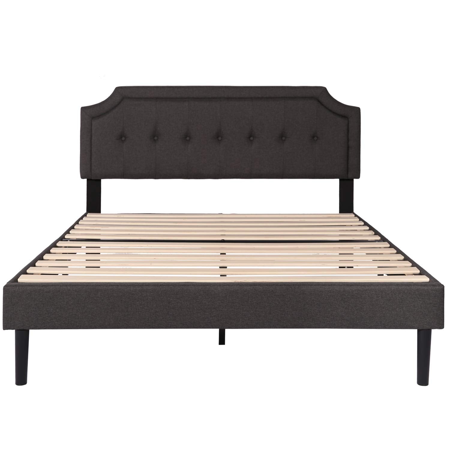 Premium Upholstered Platform Bed Diamond Stitched Panel Headboard