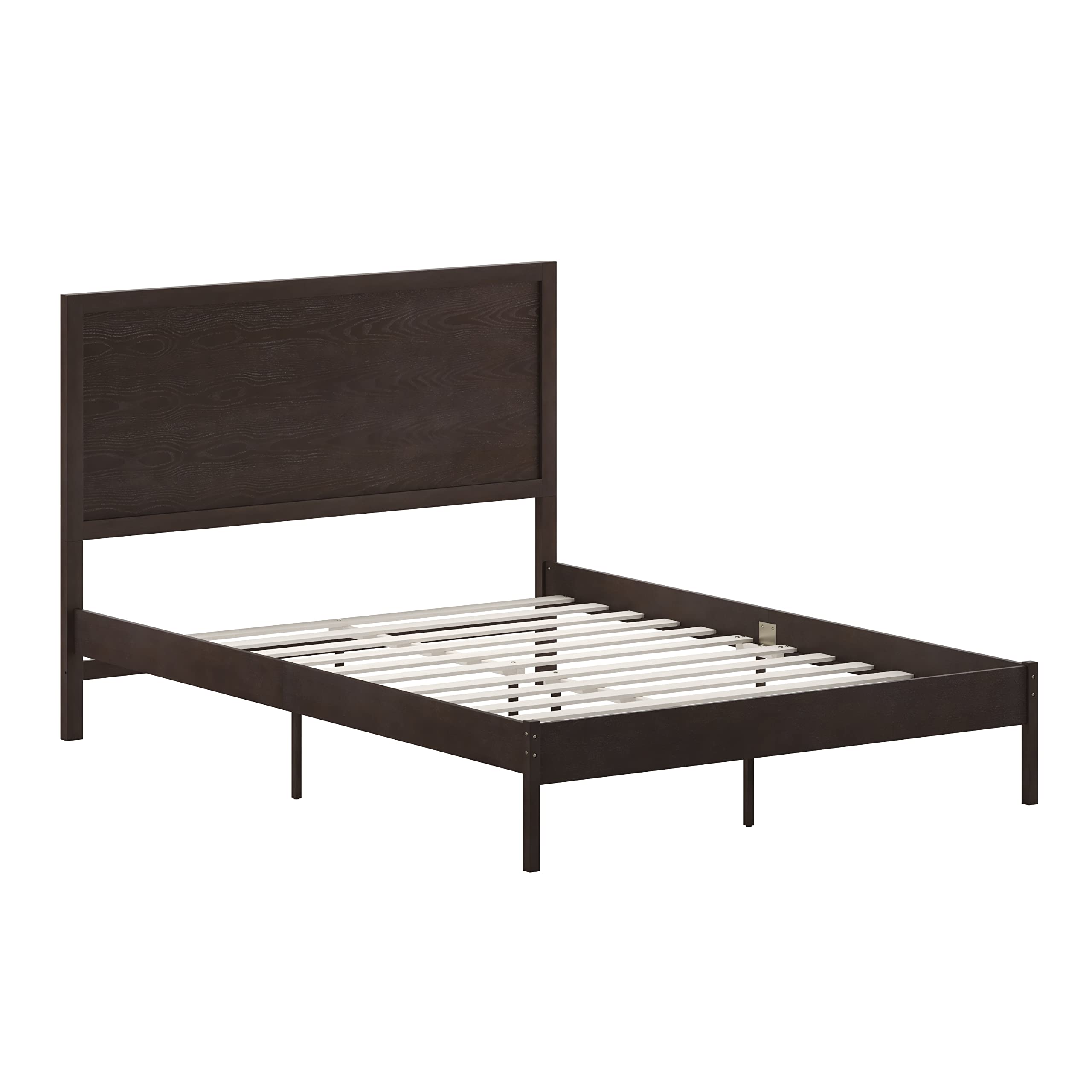 Asher Solid Wood Platform Bed with Wooden Slats and Headboard