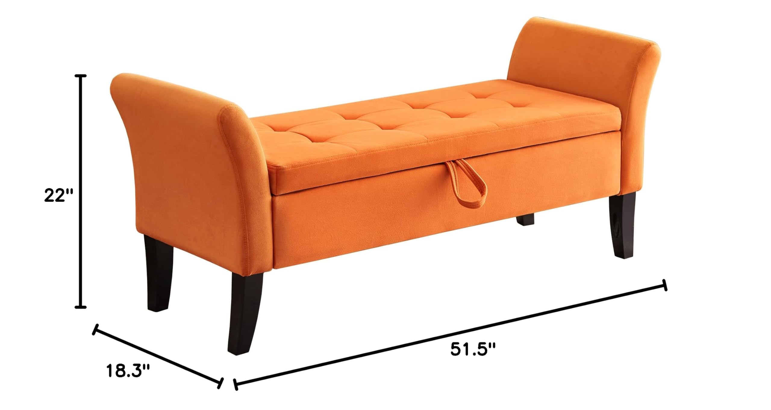 51.5" Modern Velvet Storage Bench,Upholstery Ottoman with Storage