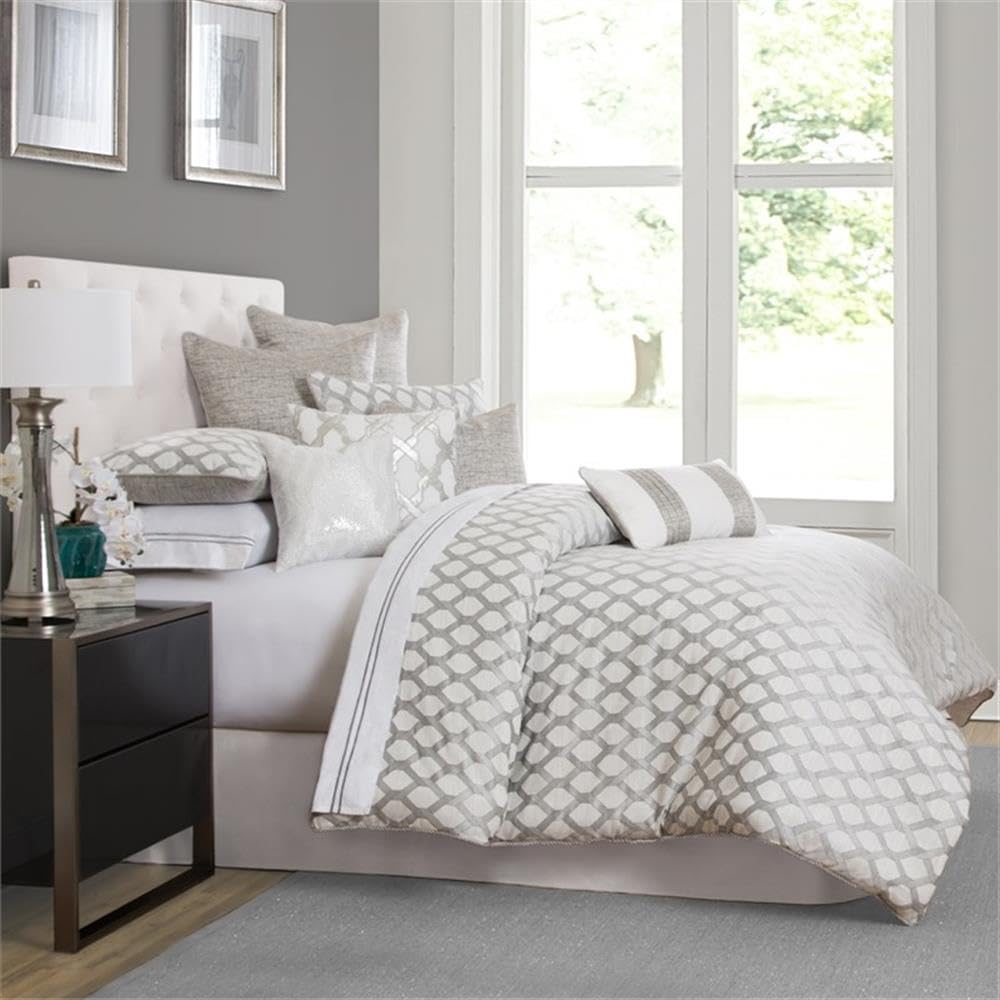 BCS-KS10-NWPRT-PLTN 10 Piece Newport Comforter Set, King, Platinum