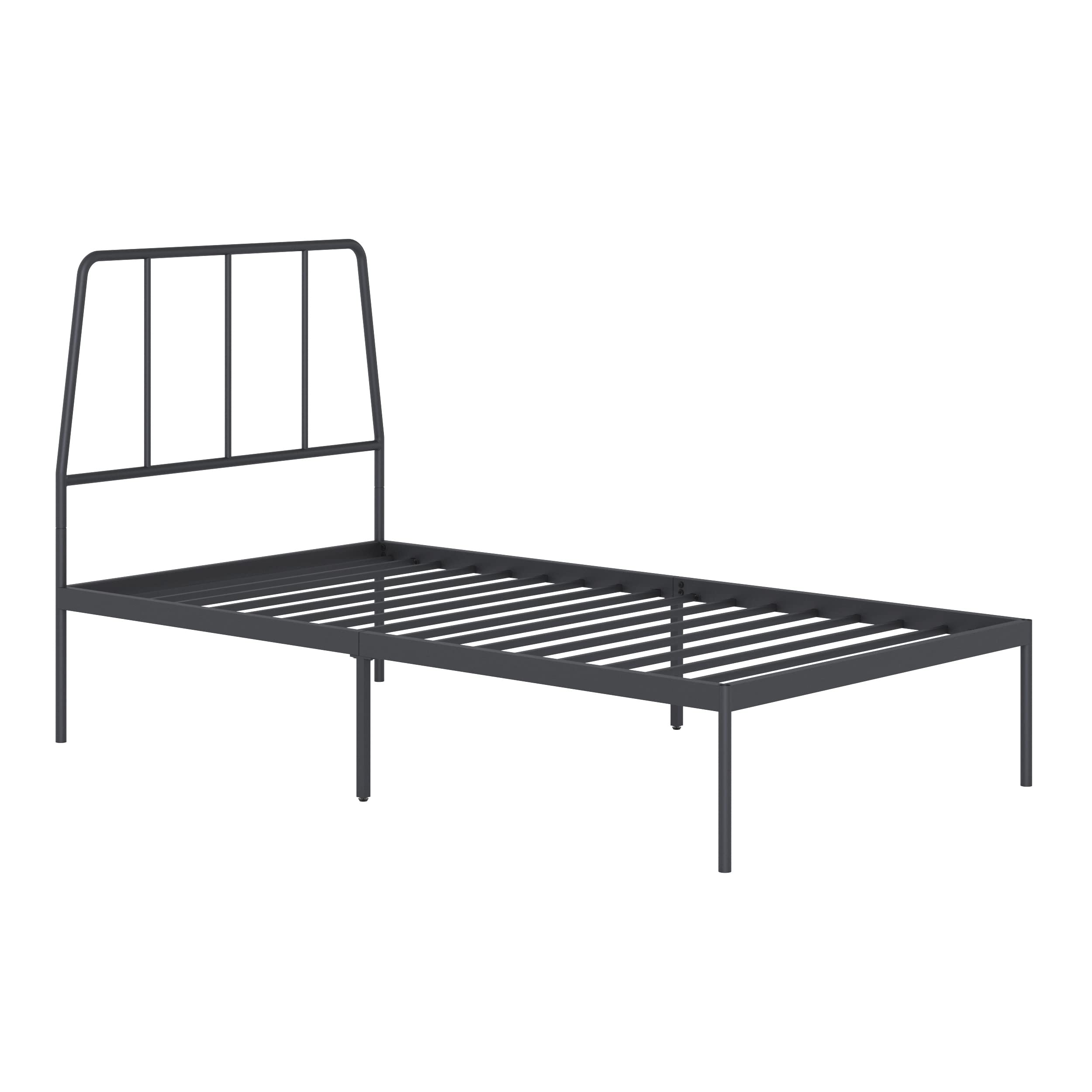 Harvey Park Twin Platform Bed with Headboard, Black Finish