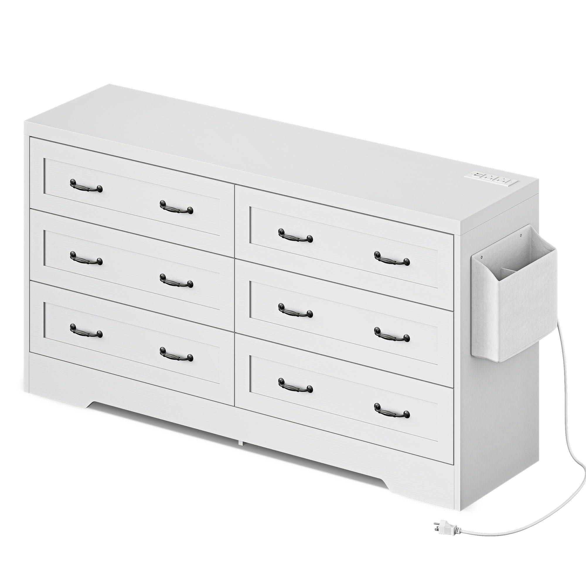 Farmhouse 6 Drawer Dresser for Bedroom, 59" Wide Large Modern Dresser TV Stand