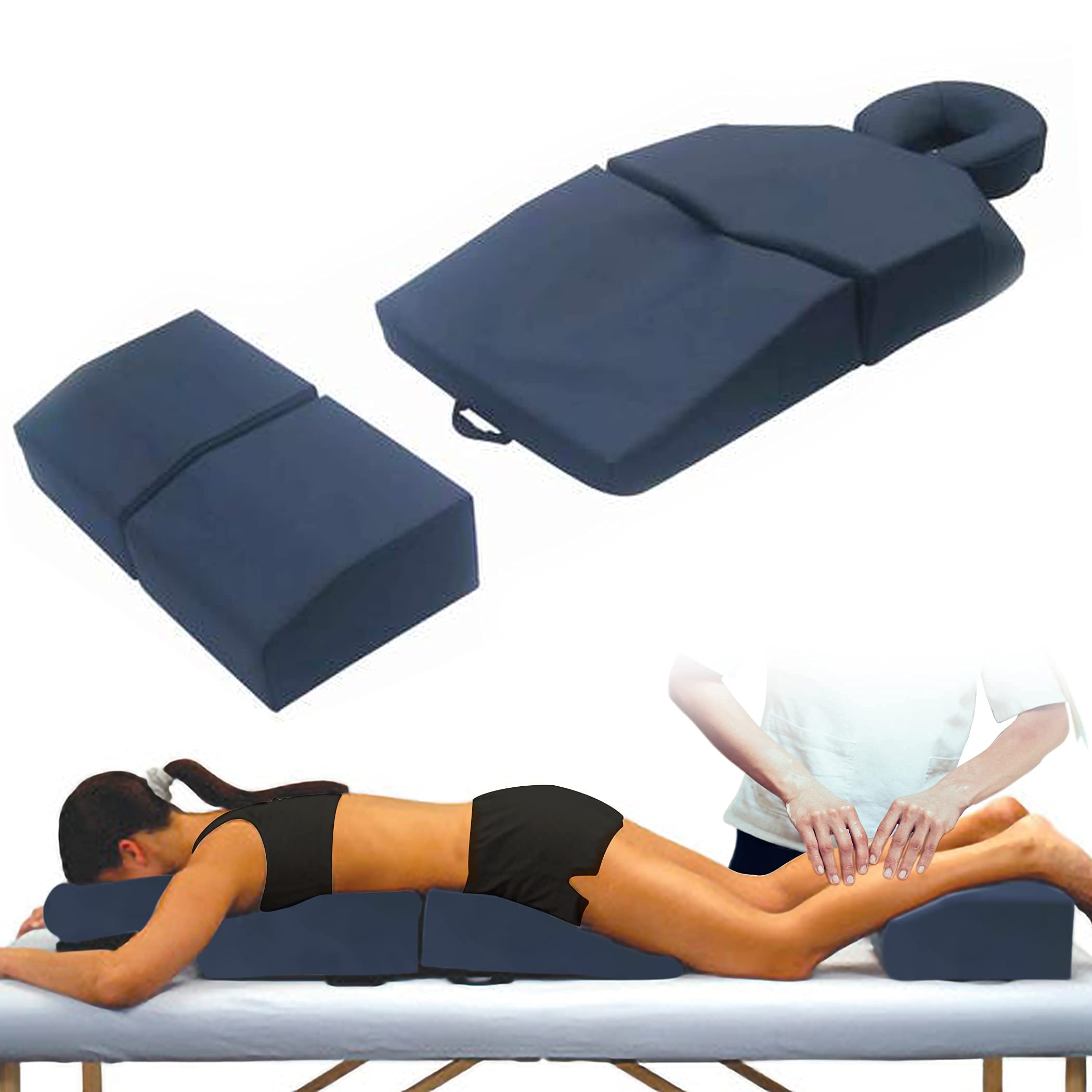 Pregnancy Massage Cushion with Headrest – Full Body Prenatal Bolster Positioning System