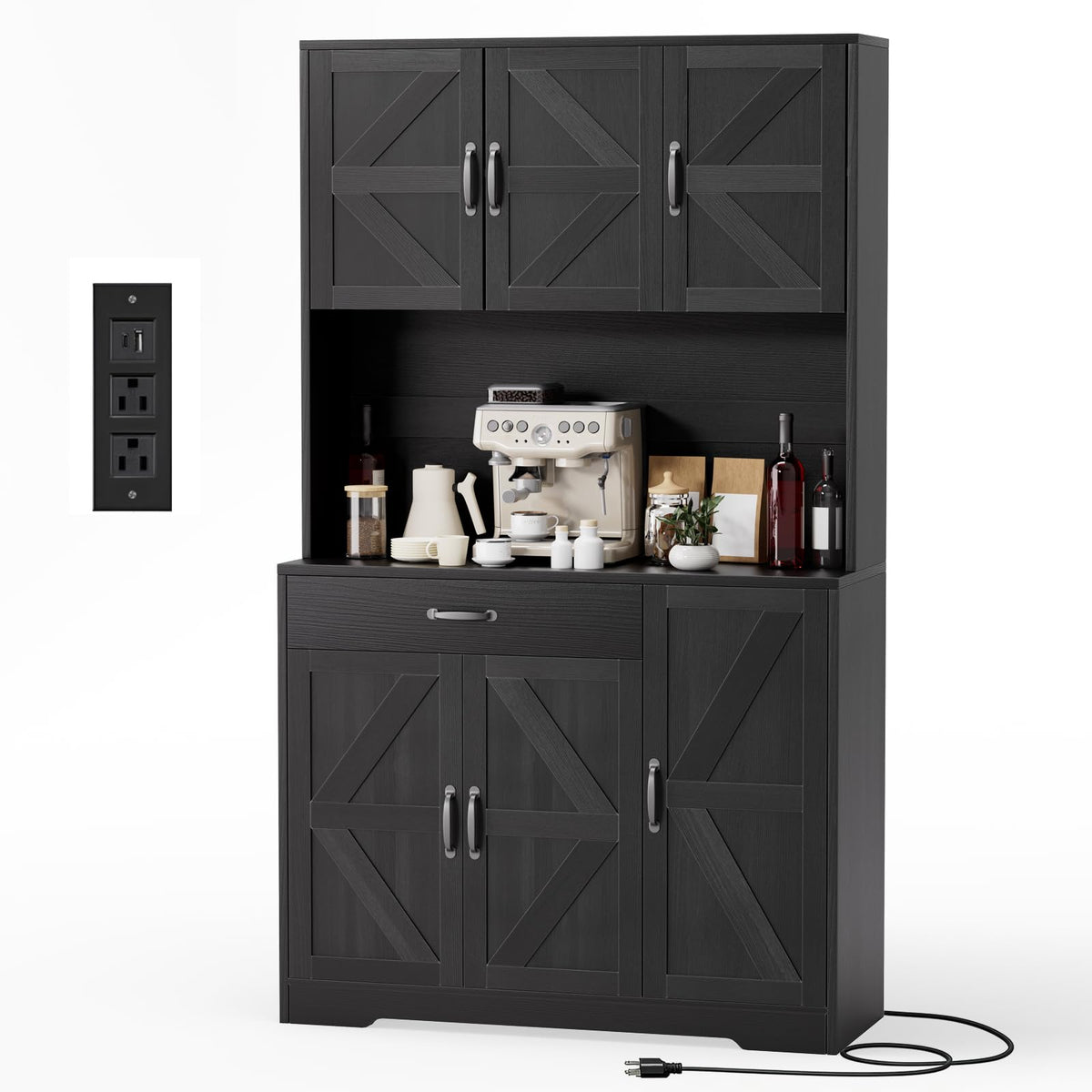 71" Pantry Cabinet with Charging Station