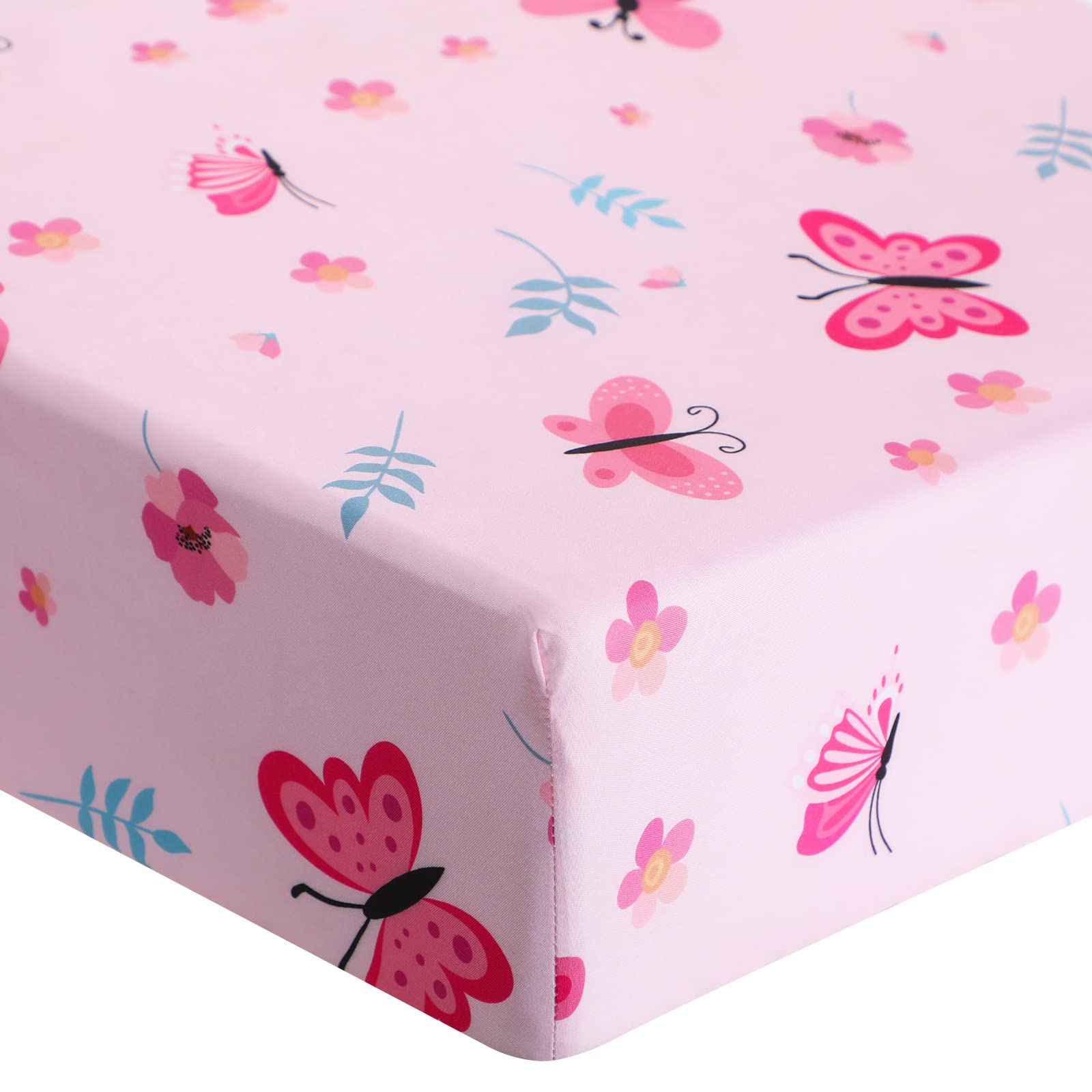 3 Pieces Butterfly Nursery Crib Bedding Set for Girls